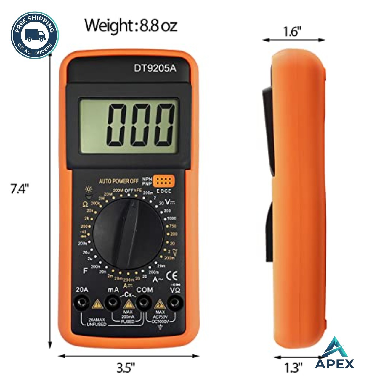 Digital Multimeter AC DC Voltmeter Ohm Volt Amp Tester Resistance Capacitance