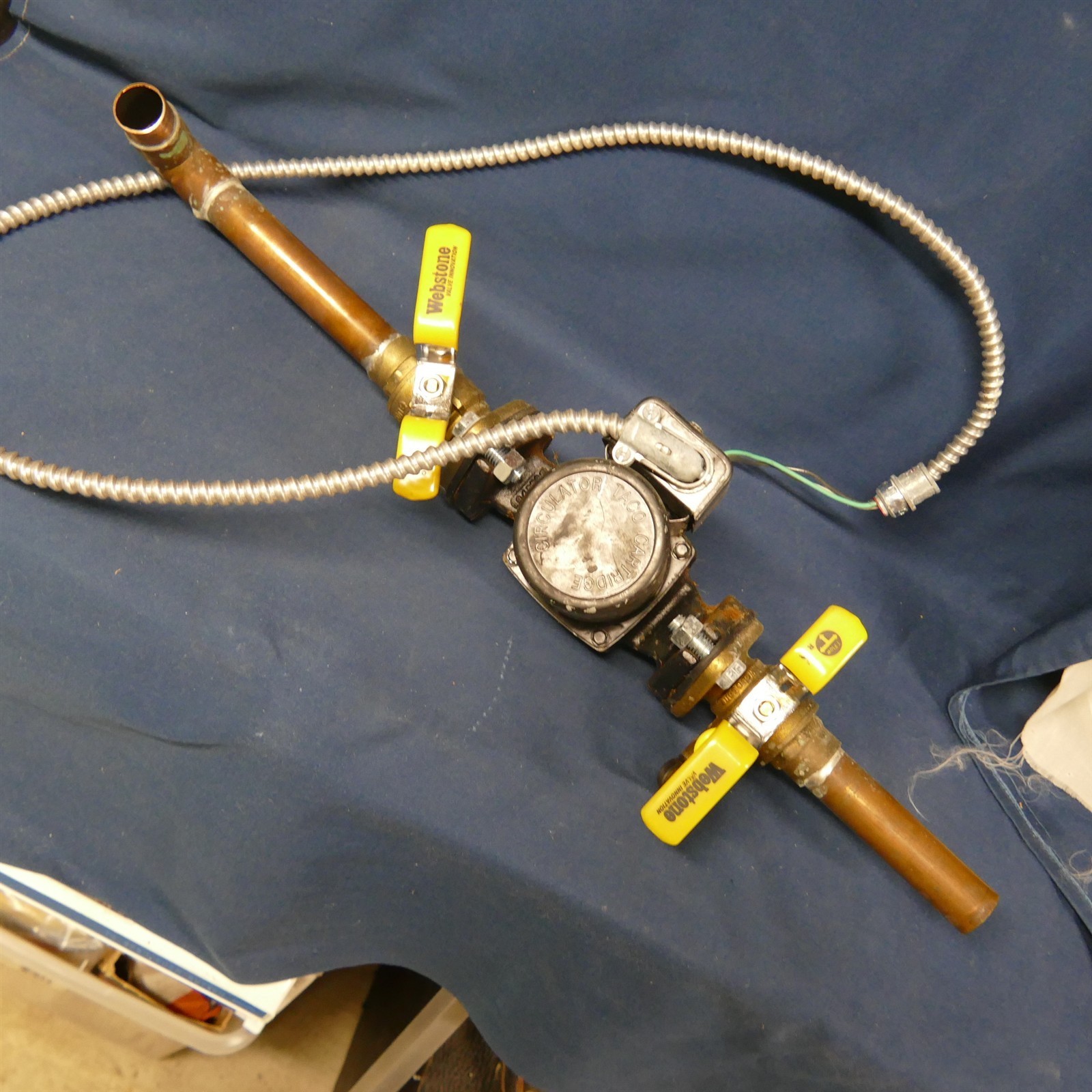 TACO 007-F5 Boiler Water 1/25 HP CIRCULATOR PUMP w/Shutoff valves & Wiring Works