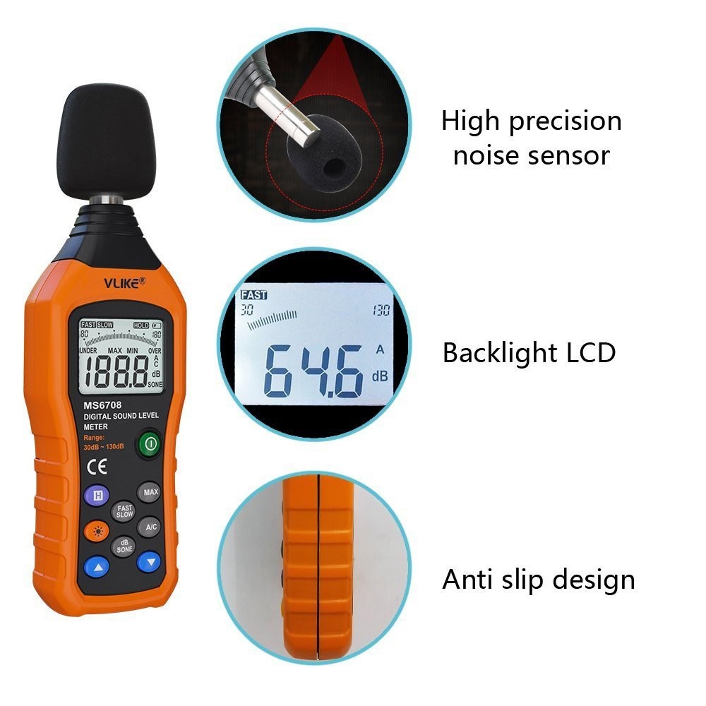 VLIKE LCD Digital Audio Decibel Meter Sound Level Meter Noise Level Meter Sound