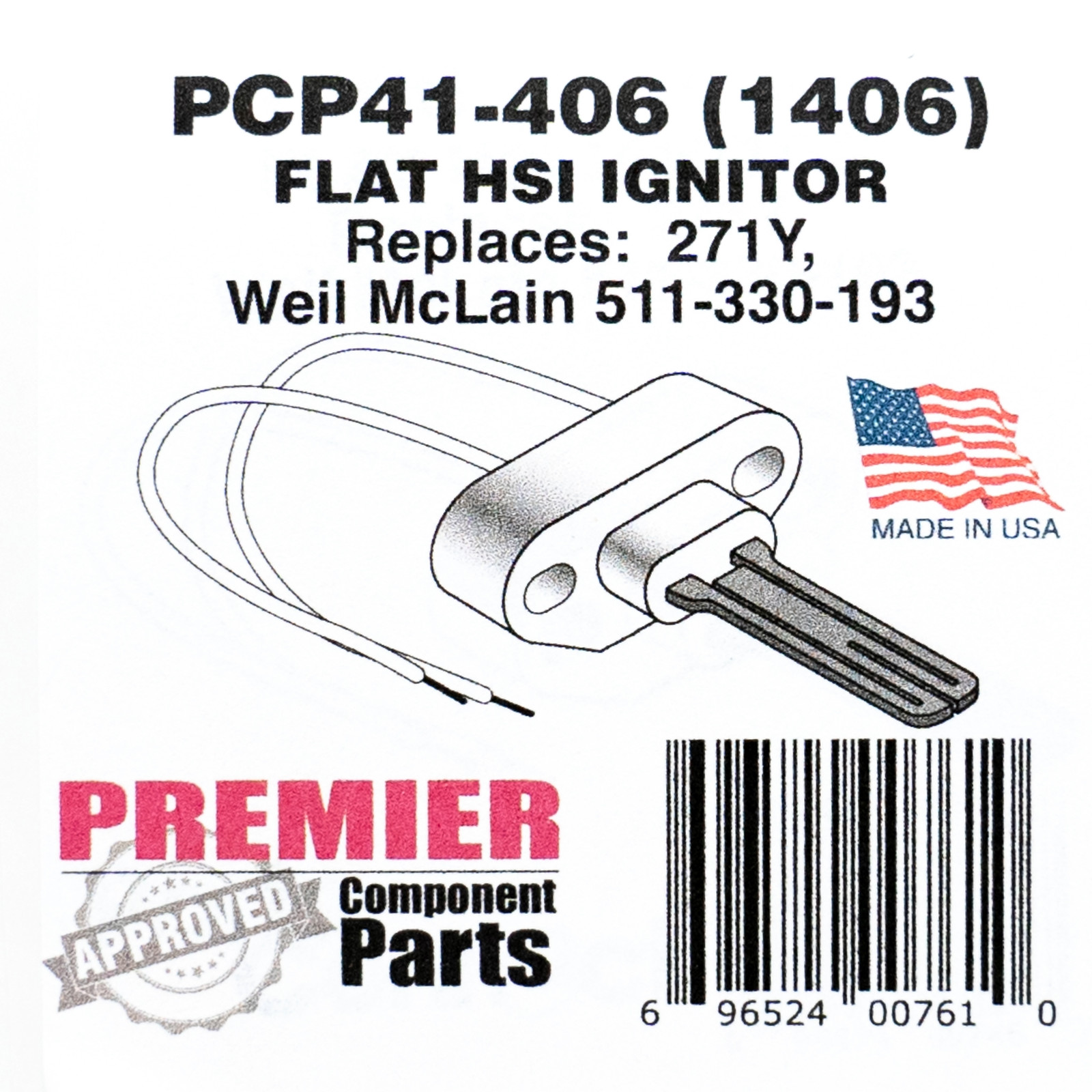 Premier Furnace Igniter Replacement for 41-406 511-330-188 201Y 271Y Made in USA