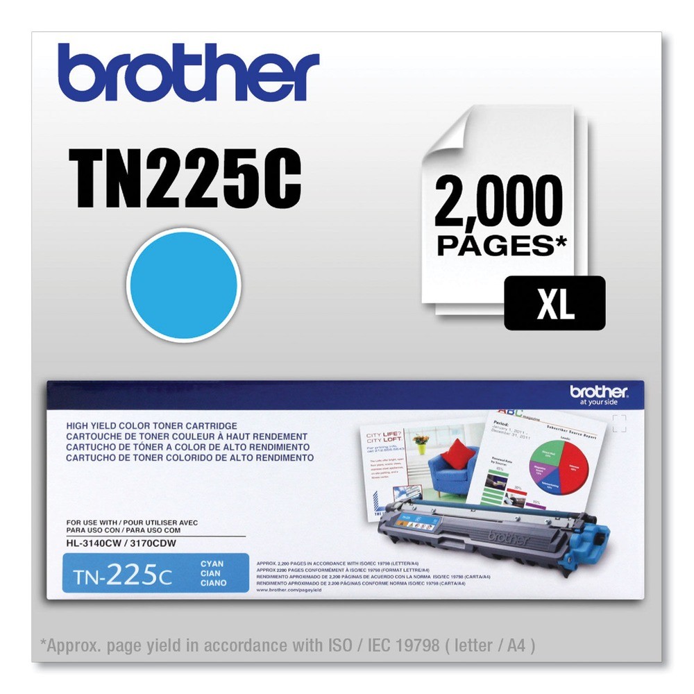 Brother TN225C 2200 Page-Yield TN225C High-Yield Toner – Cyan New