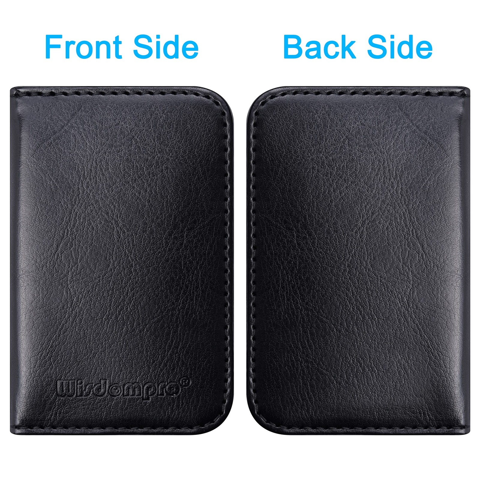 Wisdompro Business Card Holder, 2-Sided PU Leather Folio Name Card Holder
