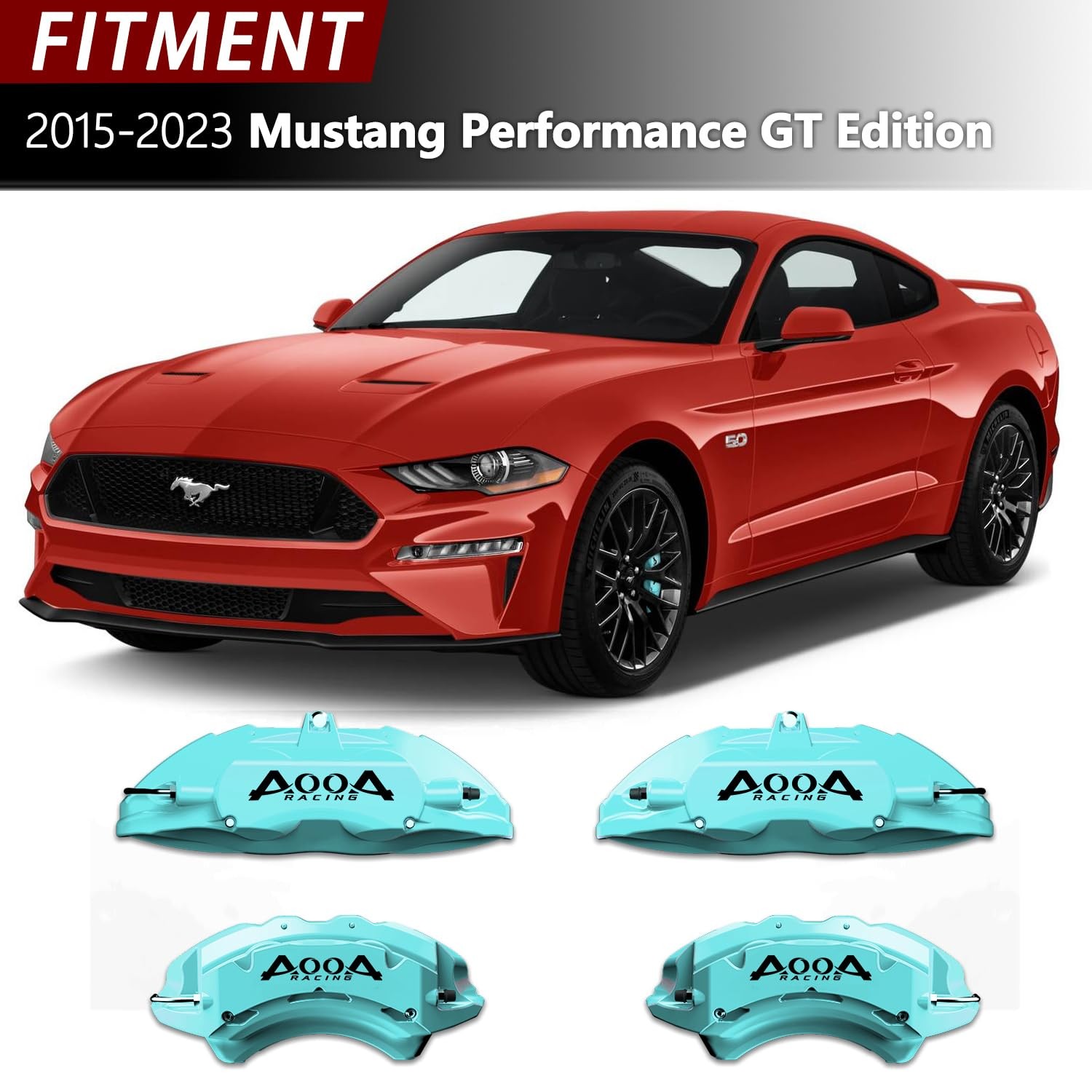 Mint Blue Caliper Covers Black Character 2015-2023 Mustang Performance GT 4pc