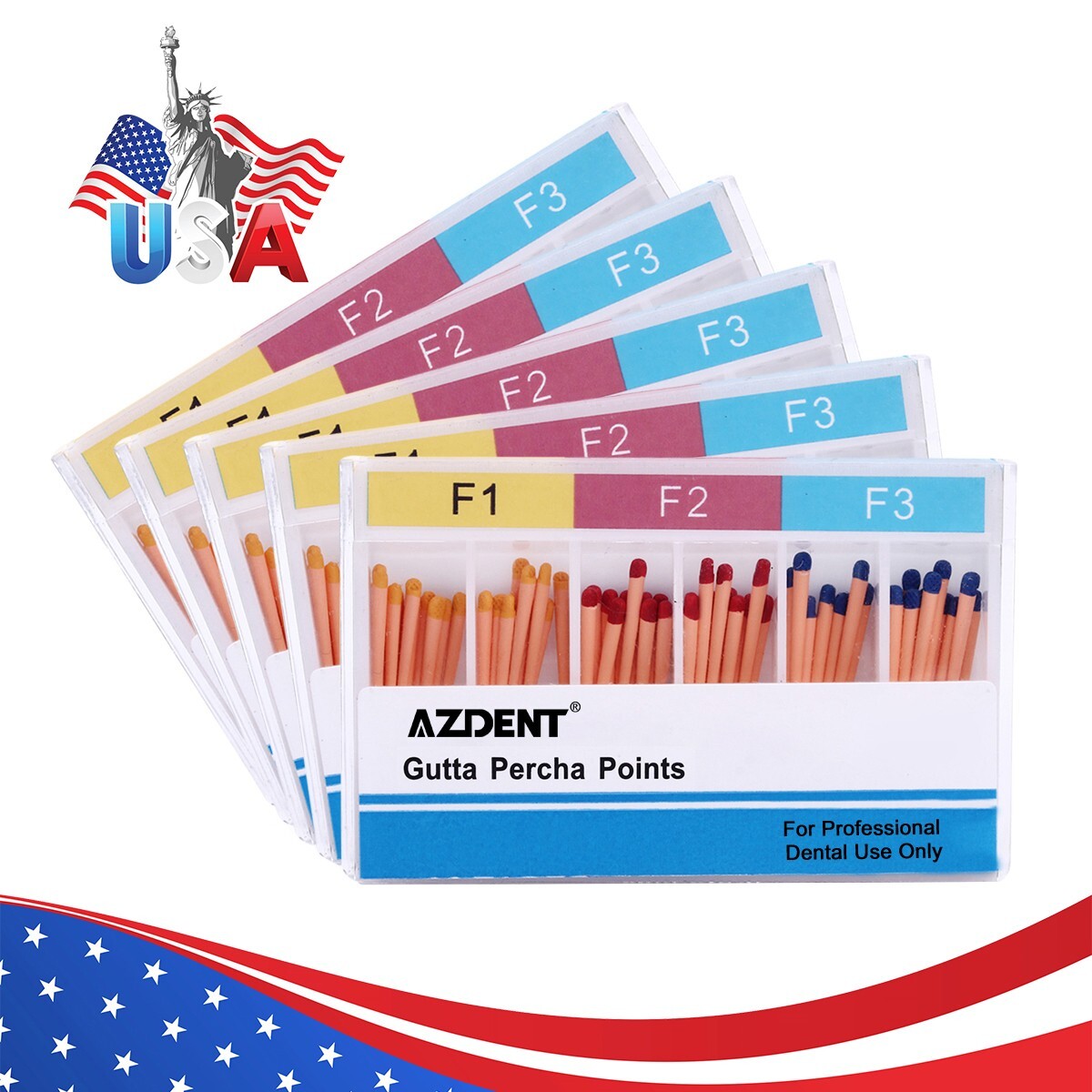 10X Dental Endodontic Gutta Percha Points Tips F1 F2 F3 for Endo Use 60pc/pack