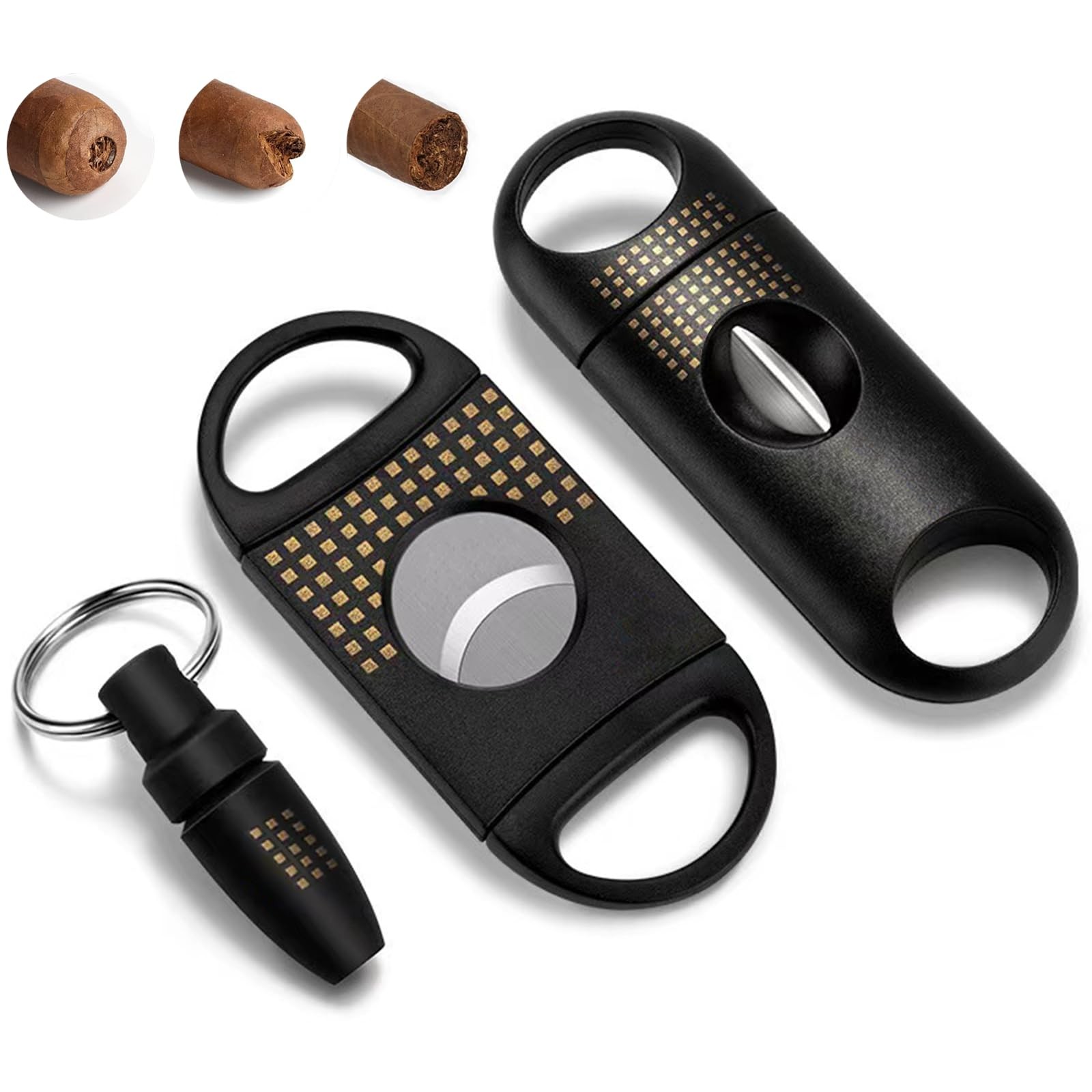 Cigar Cutter Set, with Straight Cutter, Up to 60 Ring Gauge, Black