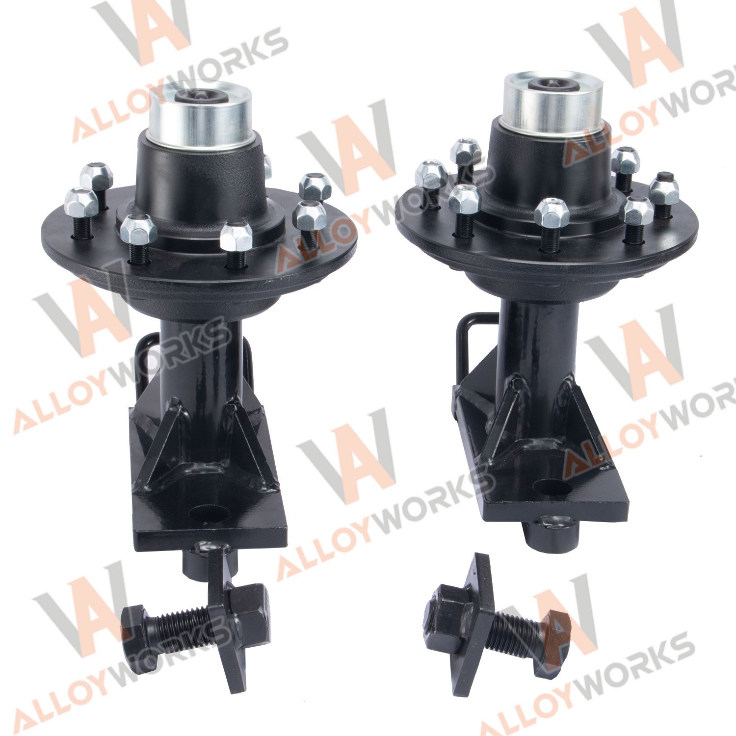 2 x 8000LB 8 x 6.5 Lug Superior Shipping Container Wheels Bolt-on Spindle Kits
