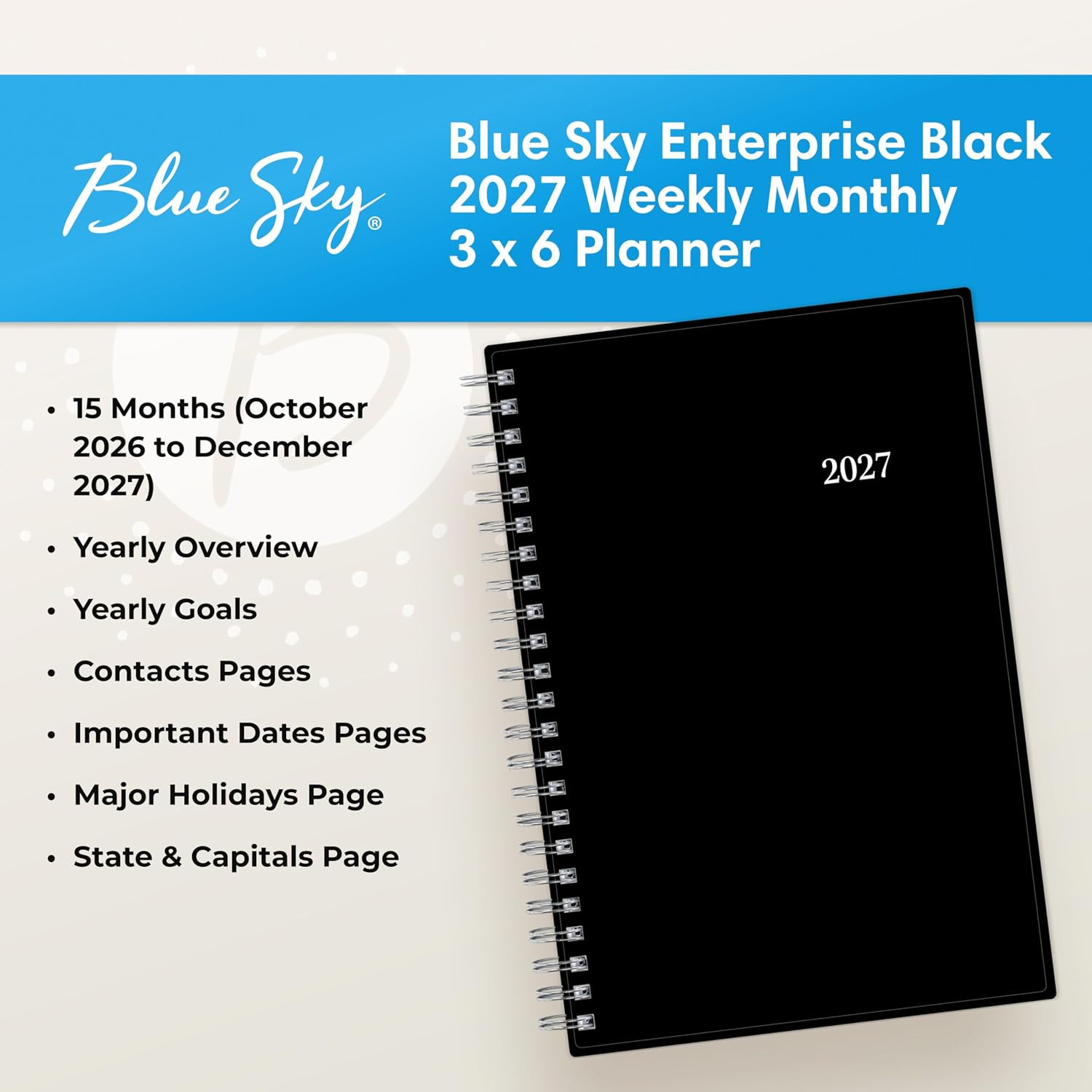 2027 15-Month Weekly and Monthly Mini Planner Calendar, Includes October 2026 –