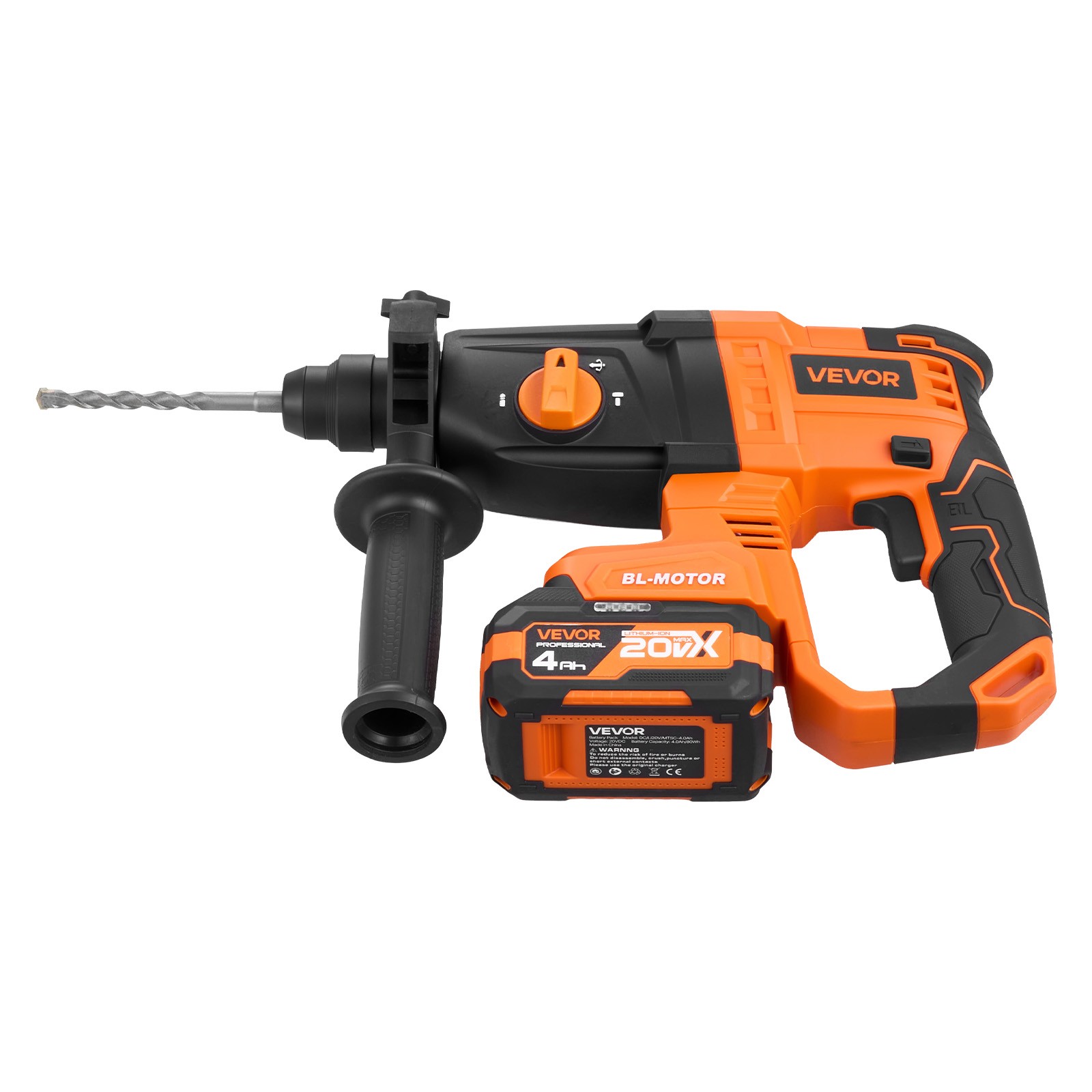 VEVOR Rotary Hammer Drill 7/8 in SDS-Plus Cordless 20V for Concrete and Masonry