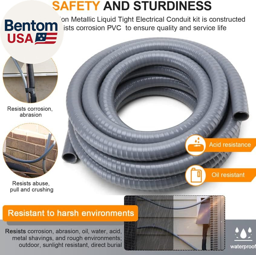 Liquid-Tight Conduit and Connector Kit,Flexible Non Metallic Liquid Tight Electr