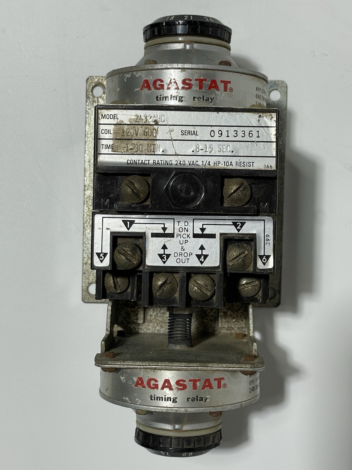 Agastat 2432AHC Time Delay Relay, 0.8-15 Seconds