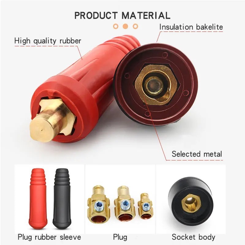Welding Cable Quick Connector 4pc Set Male Plug Female Socket Dinse DKJ10-25