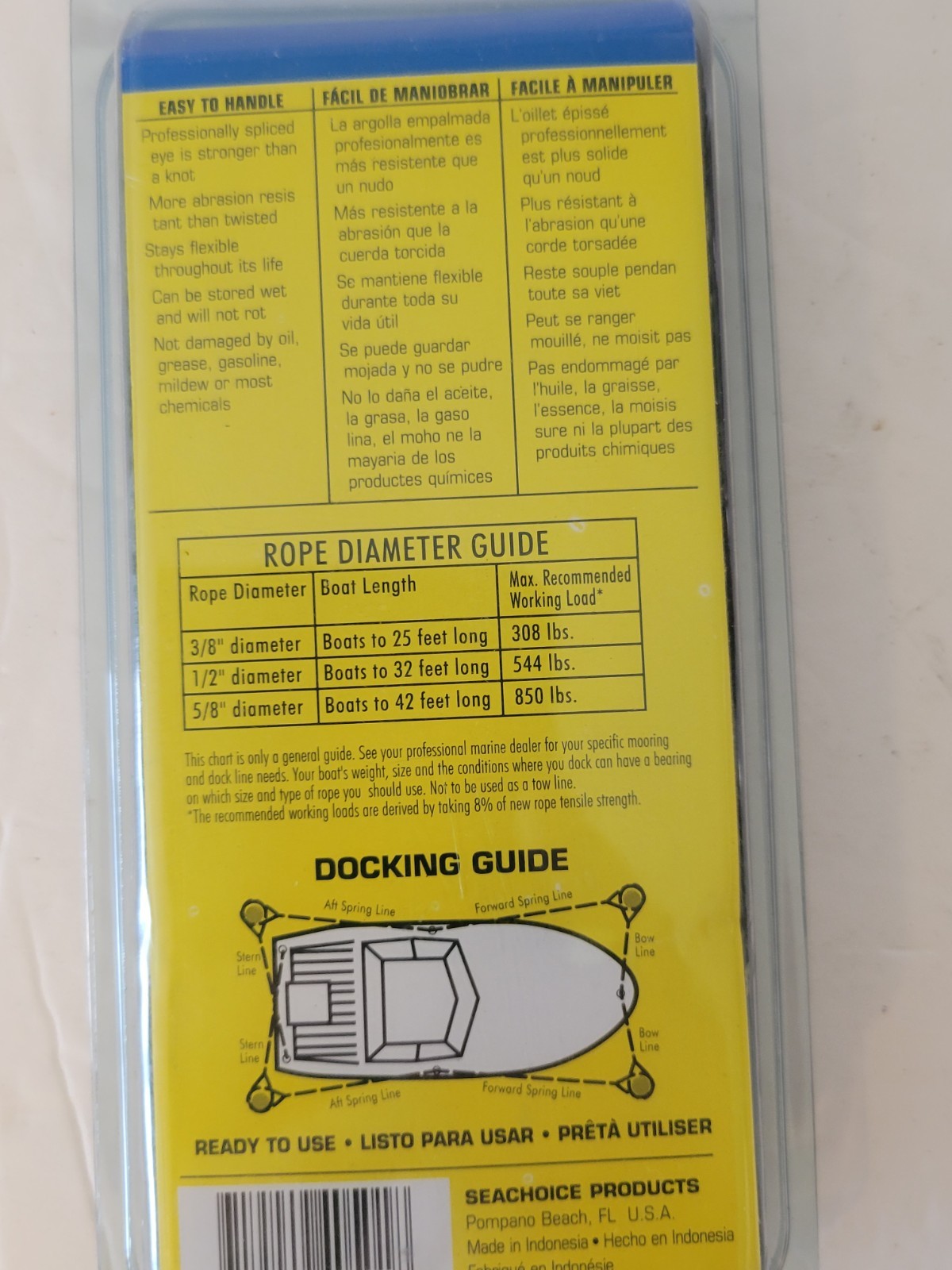 Seachoice 40501 Double Braid Nylon Dock Line Black 3/8-Inch x 10 Feet (NEW)
