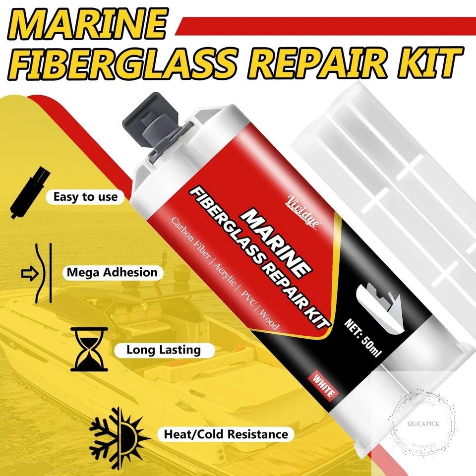 Marine Fiberglass Repair Kit 100ml White Gel Coat Repair Kit for Repairing Crack