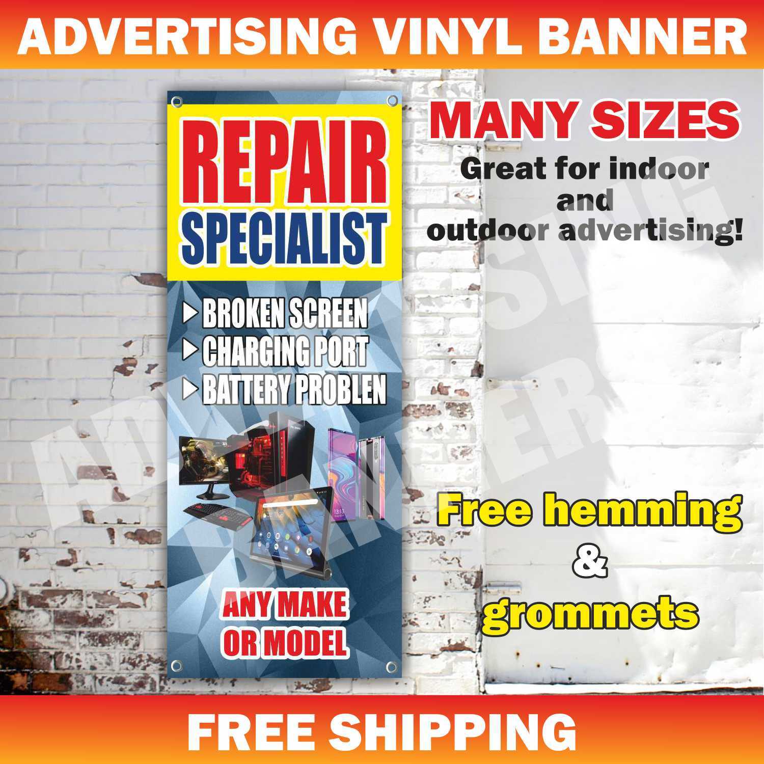 REPAIR SPECIALIST Repair Advertising Banner Vinyl Mesh Sign Cell Phone Computer