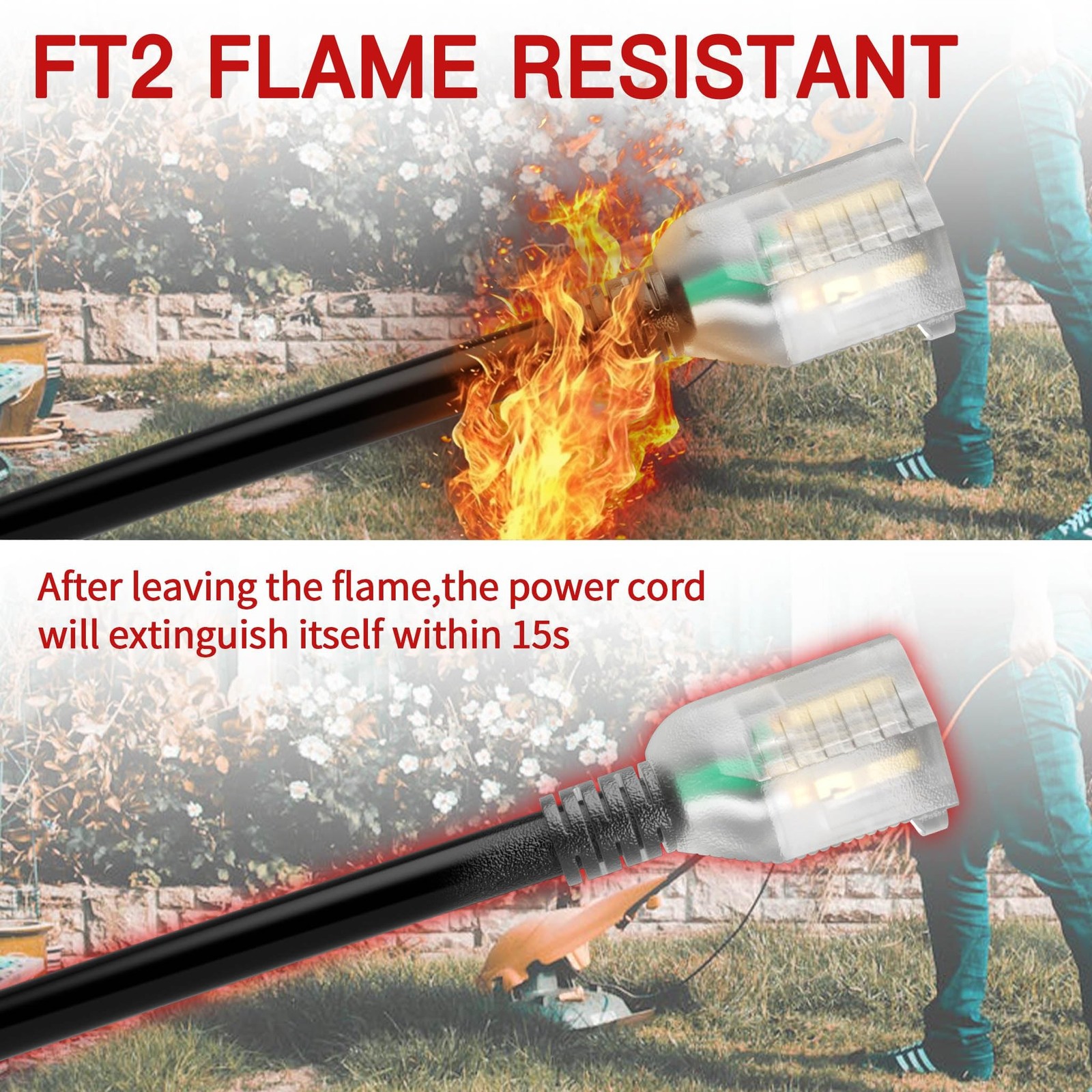 25 FT 10 Gauge Extension Cord Outdoor, Heavy Duty Weatherproof & Flame Retard…