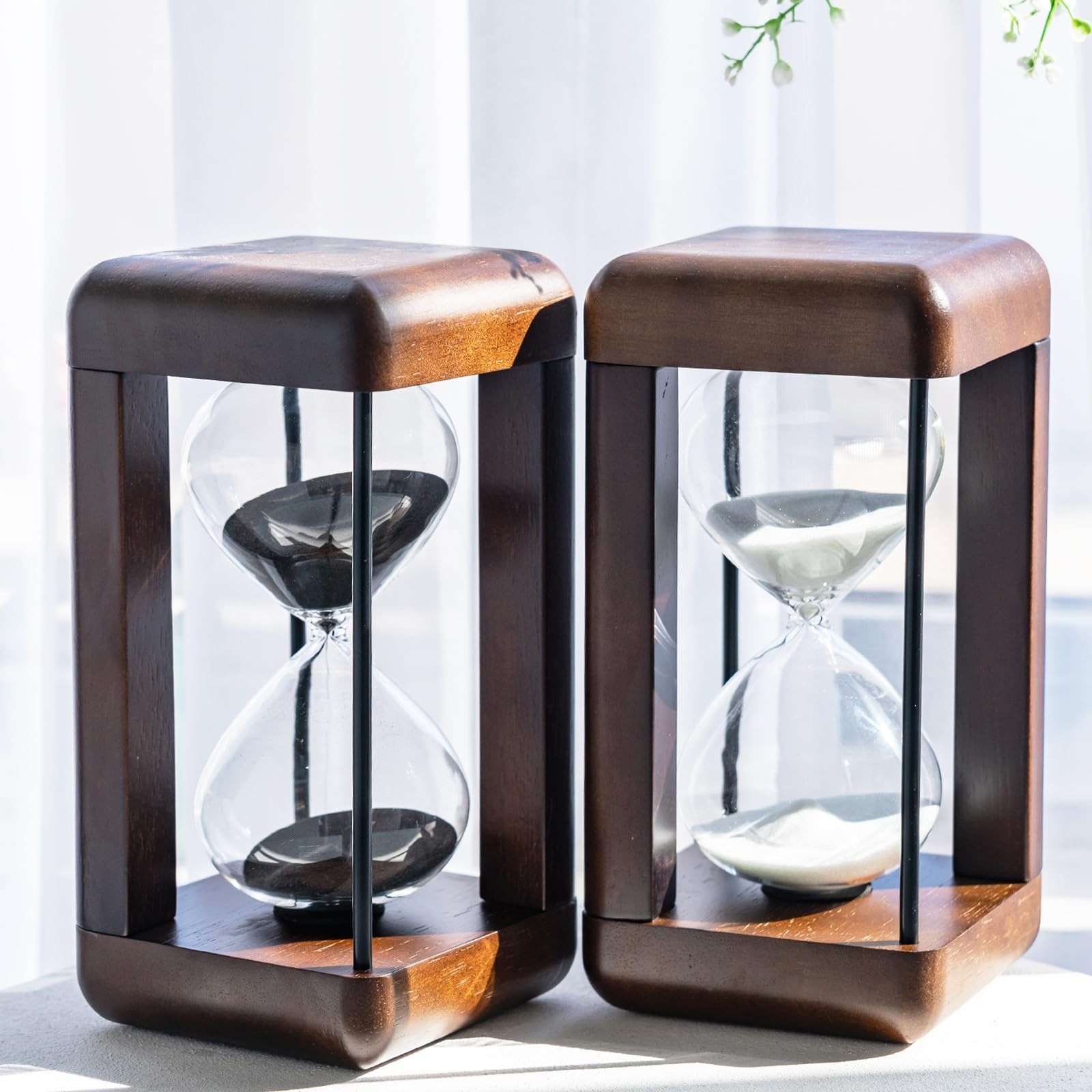 Lmzxmcy Large Walnut 60 Minute Hourglass Black – Home Office Decor