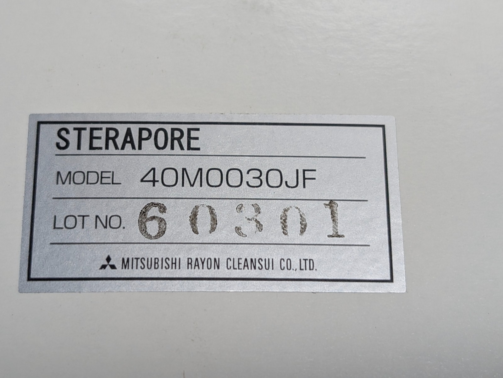 MITSUBISHI RAYON STERAPORE WATER FILTER 40M0030JF FOR WAFER PROCESSING