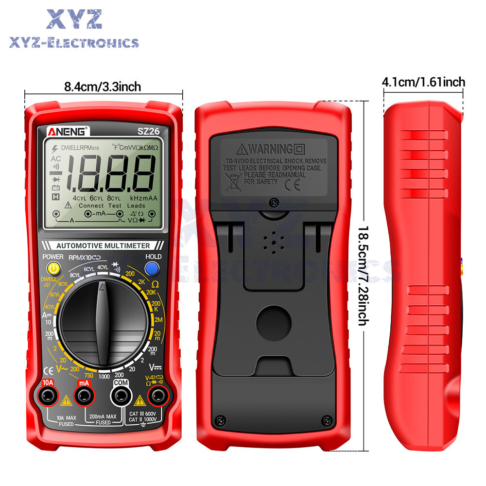 SZ26 Digital Multimeter 0-1000V 1999 Count AC/DC Car Overhaul Diode Resistance