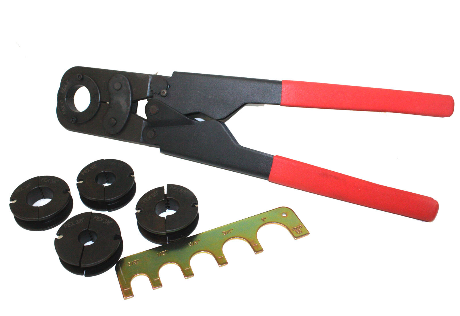 5 in 1 Pex Crimper Kit 3/8″ 1/2″ 5/8″ 3/4″ 1″ Crimping Plumbing Copper Ring Tool