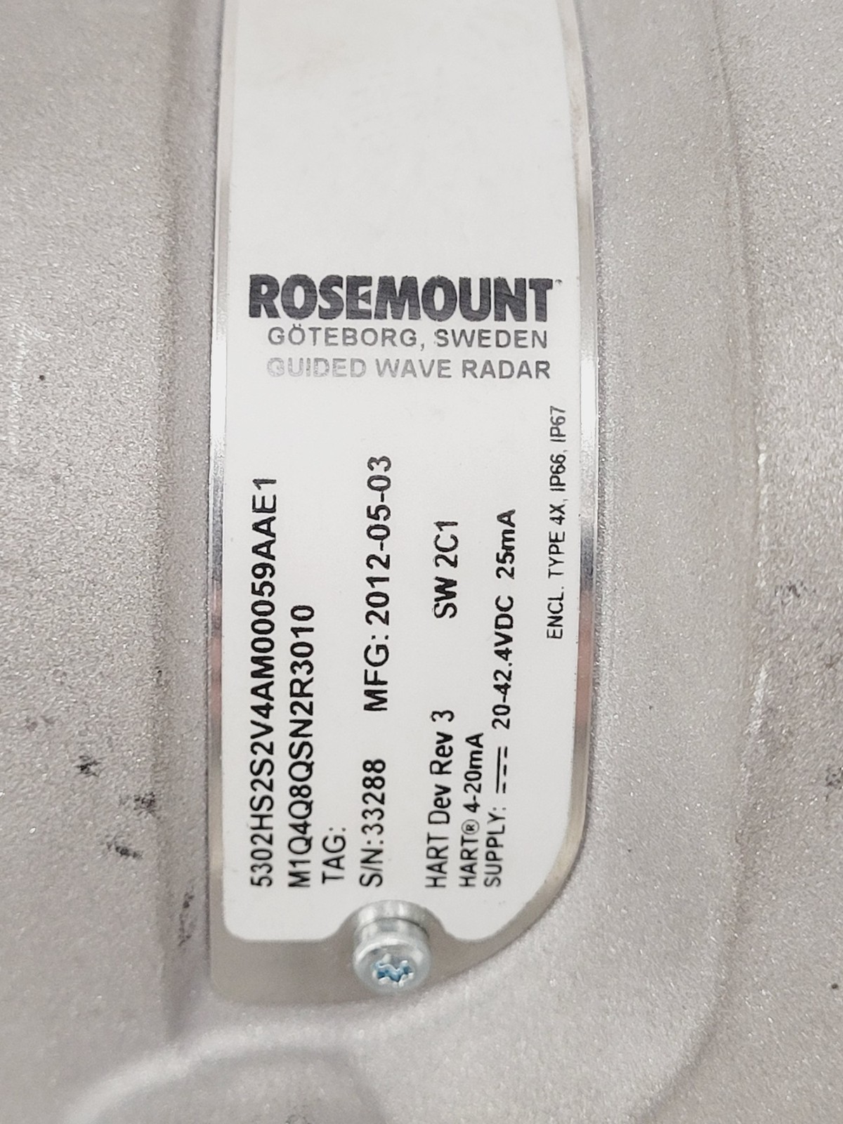 Rosemount 5300 Series 5302HS2S2V4AM00059AAE1 Level Transmitter Lab