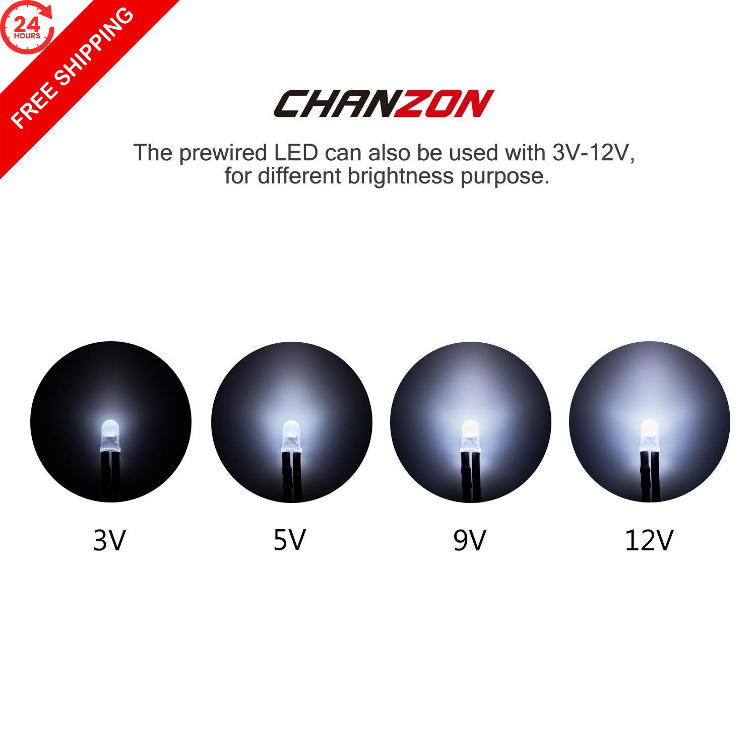 CHANZON 20 pcs Pre-Wired 5mm 20 Count (Pack of 1), [A] White-white (20pcs)