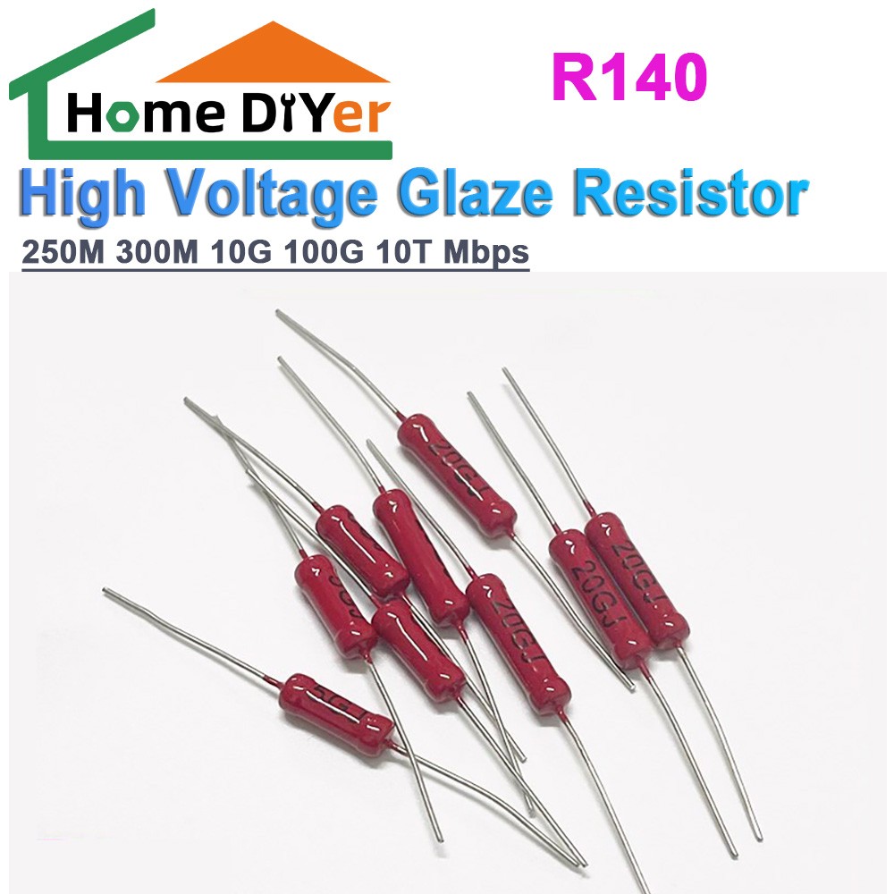 R140 2W High Voltage Glass Glaze Resistance 250M 300M 10G 100G 10T Mbps