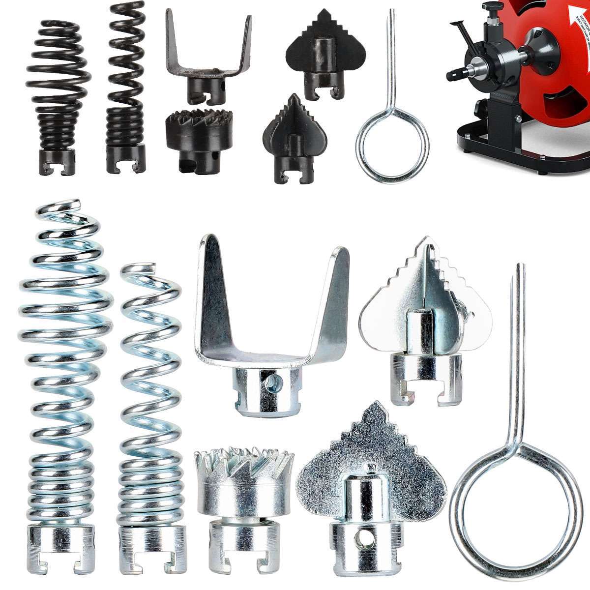14 Cutter Set Drain Cleaner Plumbing Snake Tool Cable Auger Clog Sewer Unblocker