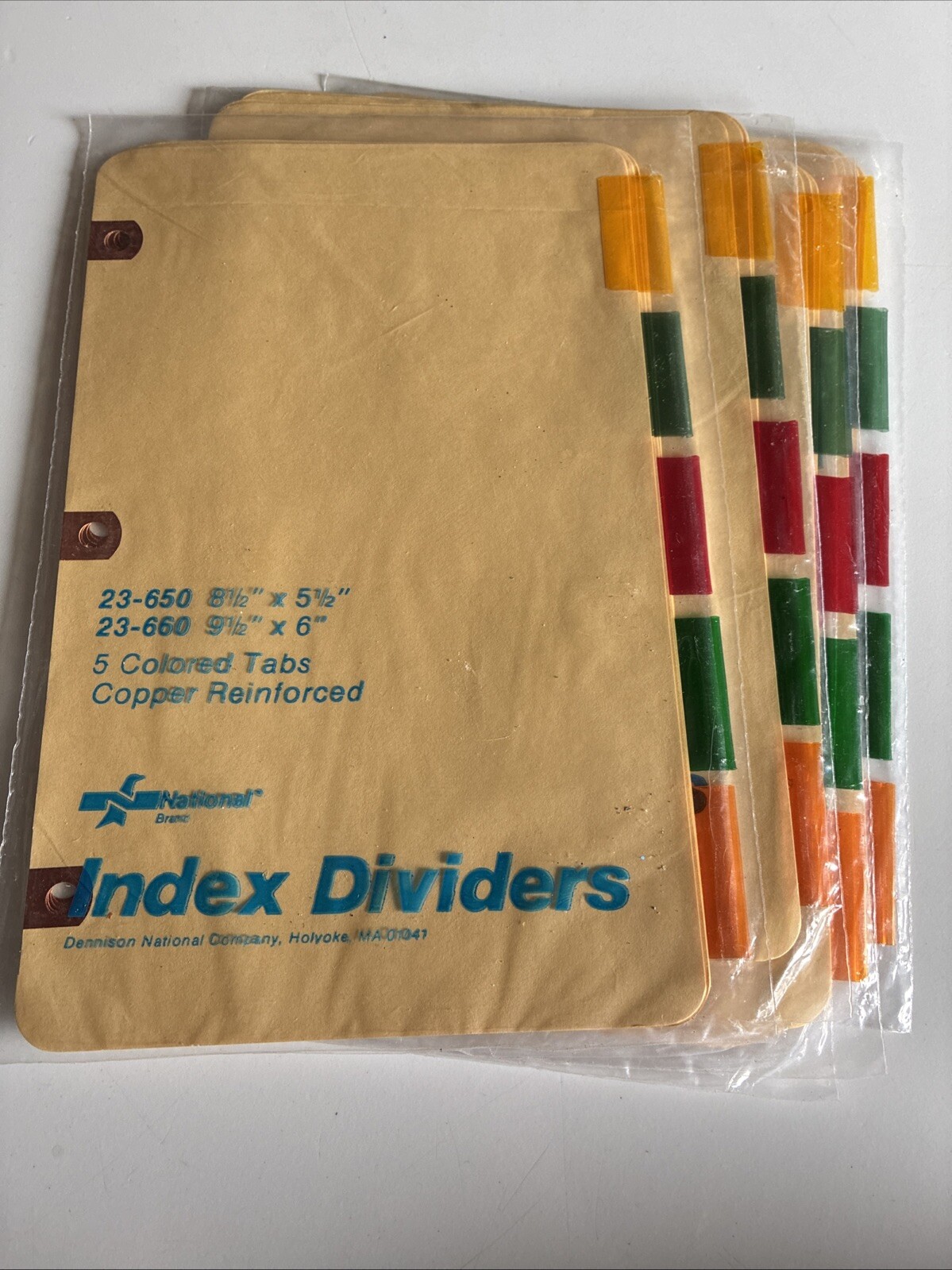 Lot of 4 packs of 5 in each divider tabs 5 1/2″x8 1/2″ w/ copper reinforced hole