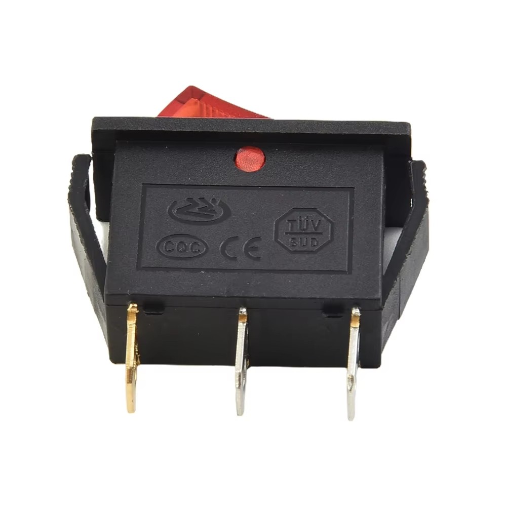 Red Skinny Rectangle Rocker Switch Thin 3-Pin LED Light 110V AC ON/OFF 15A 250V