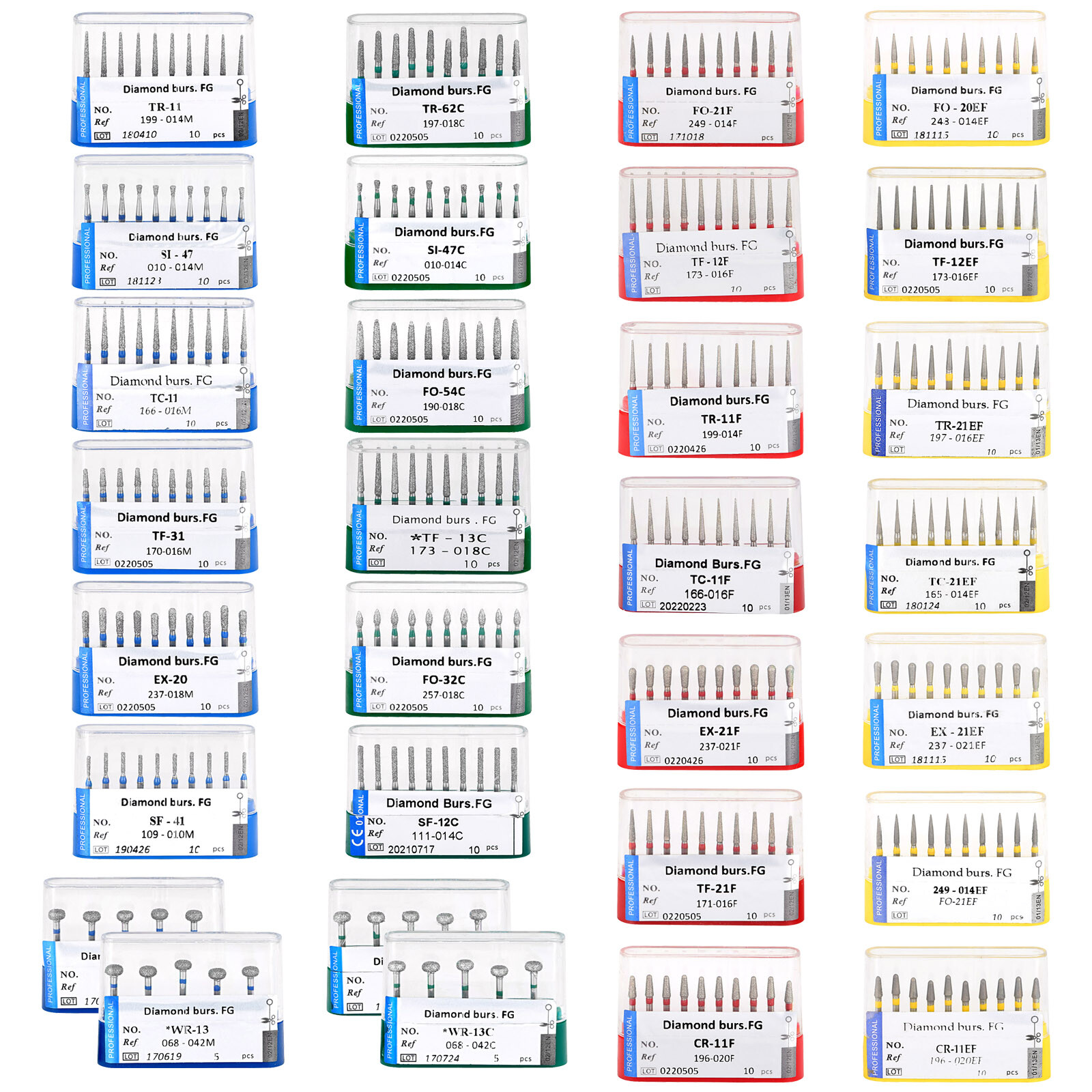 10Pcs/pack Dental Diamond Burs for High Speed Handpiece FG1.60mm Polishing Burs