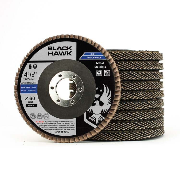 10 Pack 4.5″ x 7/8″ Black Hawk 60 Grit Zirconia Flap Disc Grinding Wheels T29