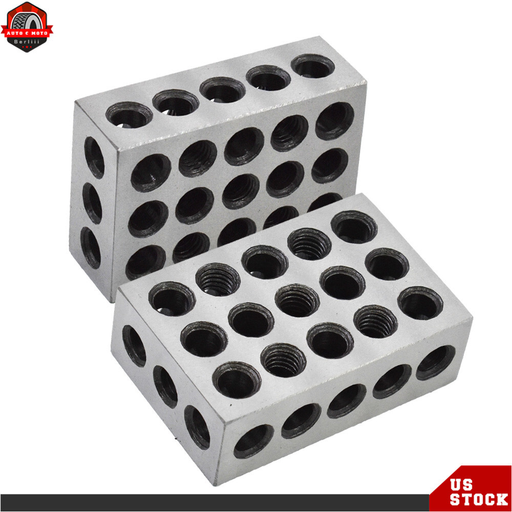 1-2-3 Blocks 23 Holes .0002″ Machinist 123 Jig 1 Matched Pair High Precision US