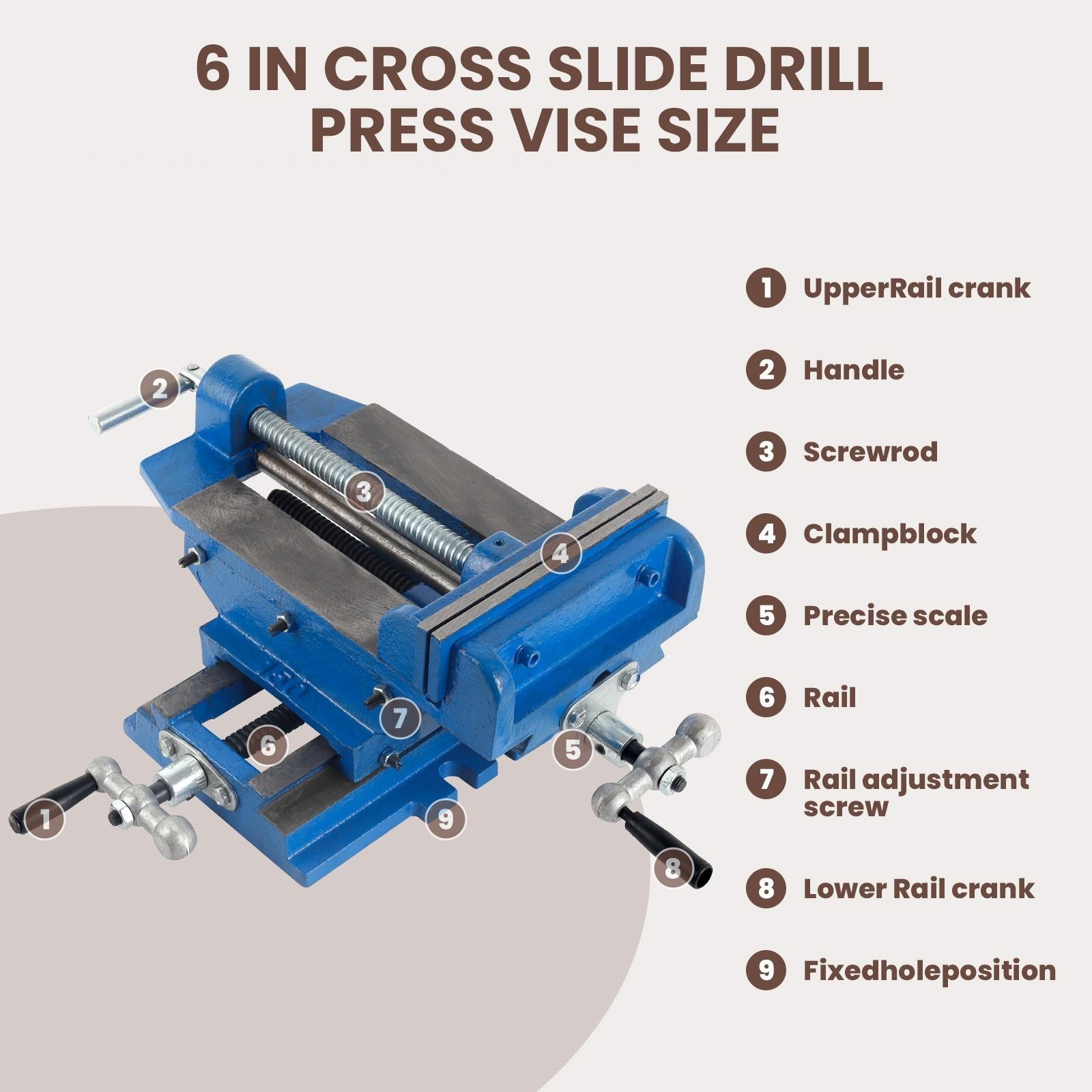 6″ 2-Way X-Y Bench Vise, Cross Slide Drill Press Vise for Milling & Woodworking