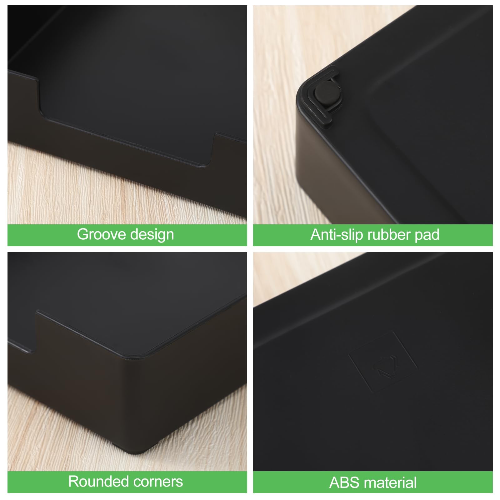 Cinnvoice 2 Pcs Letter-Size Desk Tray, 12.99 x 9.65 x 2.28 inches, Black