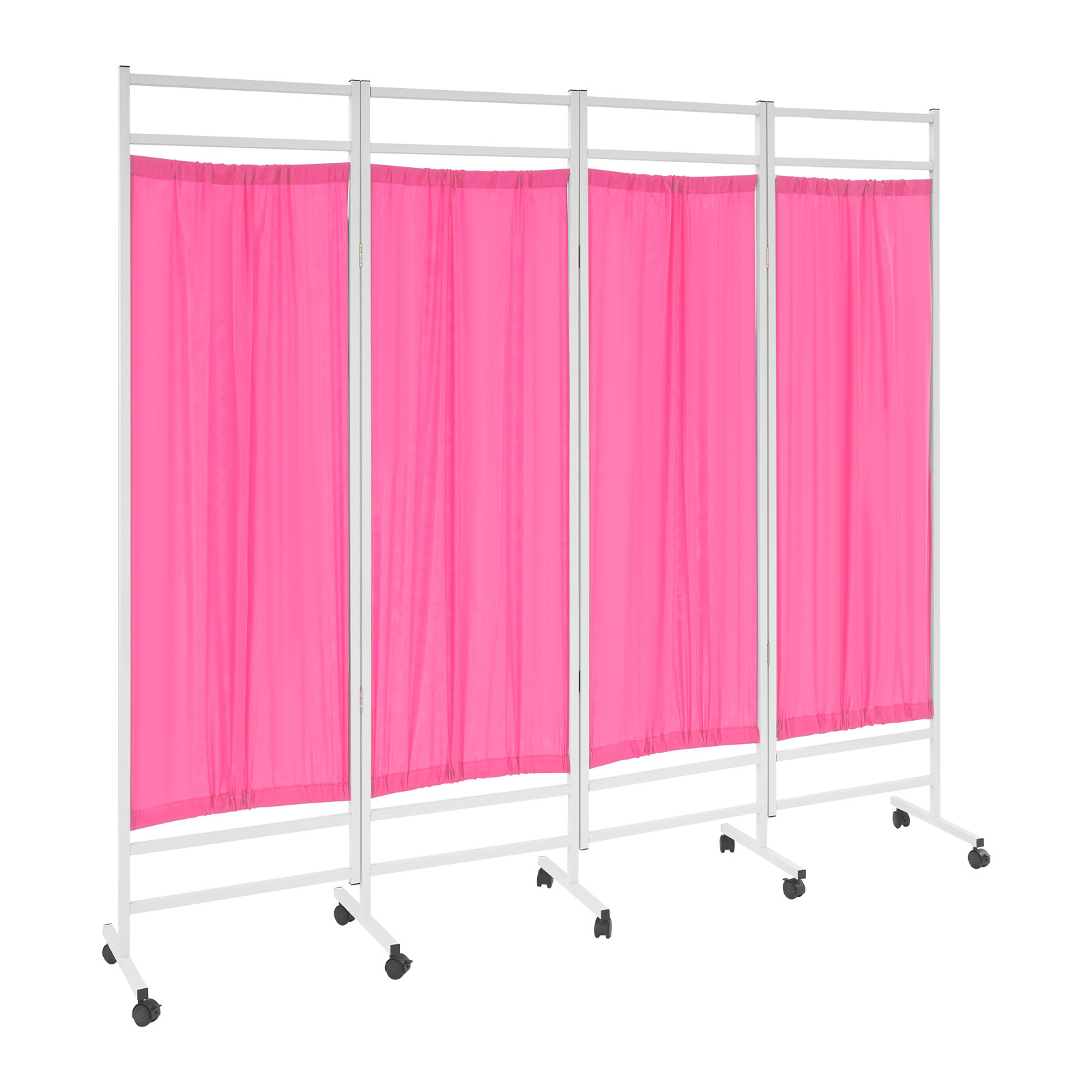 4 Panels Foldable Medical Room Divider Portable Medical Privacy Screen Pink