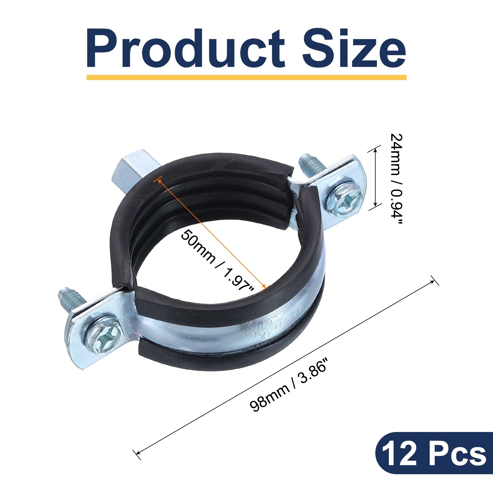 12Pcs Split Ring Pipe Hanger 50mm/2inch Adjustable Pipe Bracket Clamp