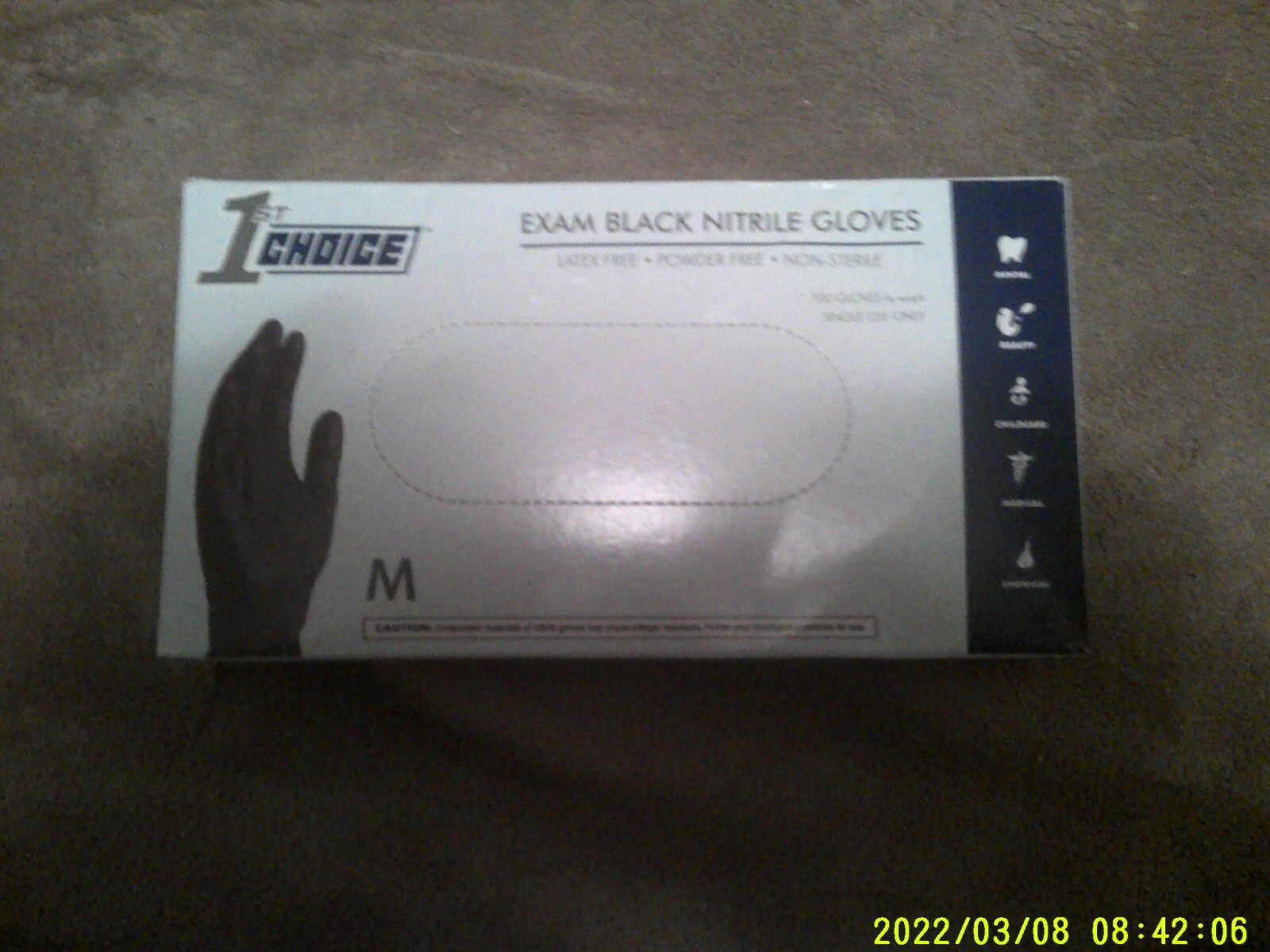 New Box of 100 Black Nitrile Powder/Latex Free Safety Gloves-Sz Medium-US Seller