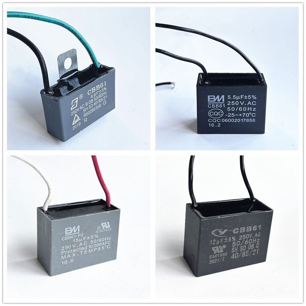 CBB61 250V Capacitor 2 wires 1/2/3/3.5/4/5/6/6.5/7/8/9/10/12/15/18/20/25/30 UF
