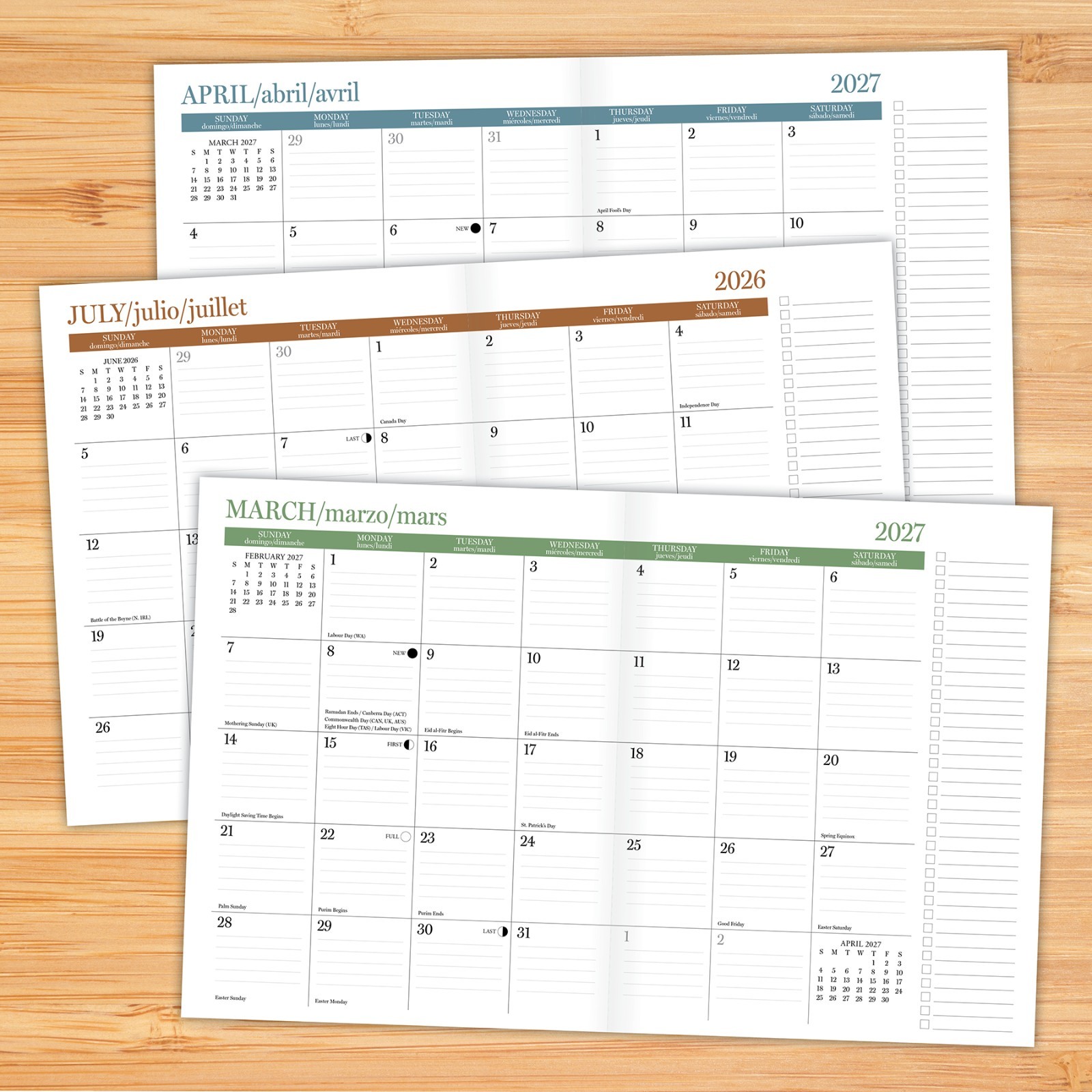 Peach Please AY July 2026 – June 2027 7.5″ x 9.5″ Booklet Monthly Planner