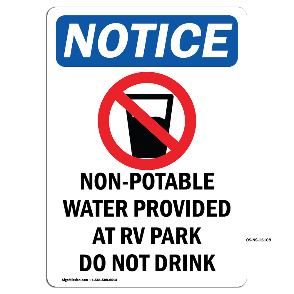 Non-Potable Water With Symbol OSHA Notice Sign Metal Plastic Decal