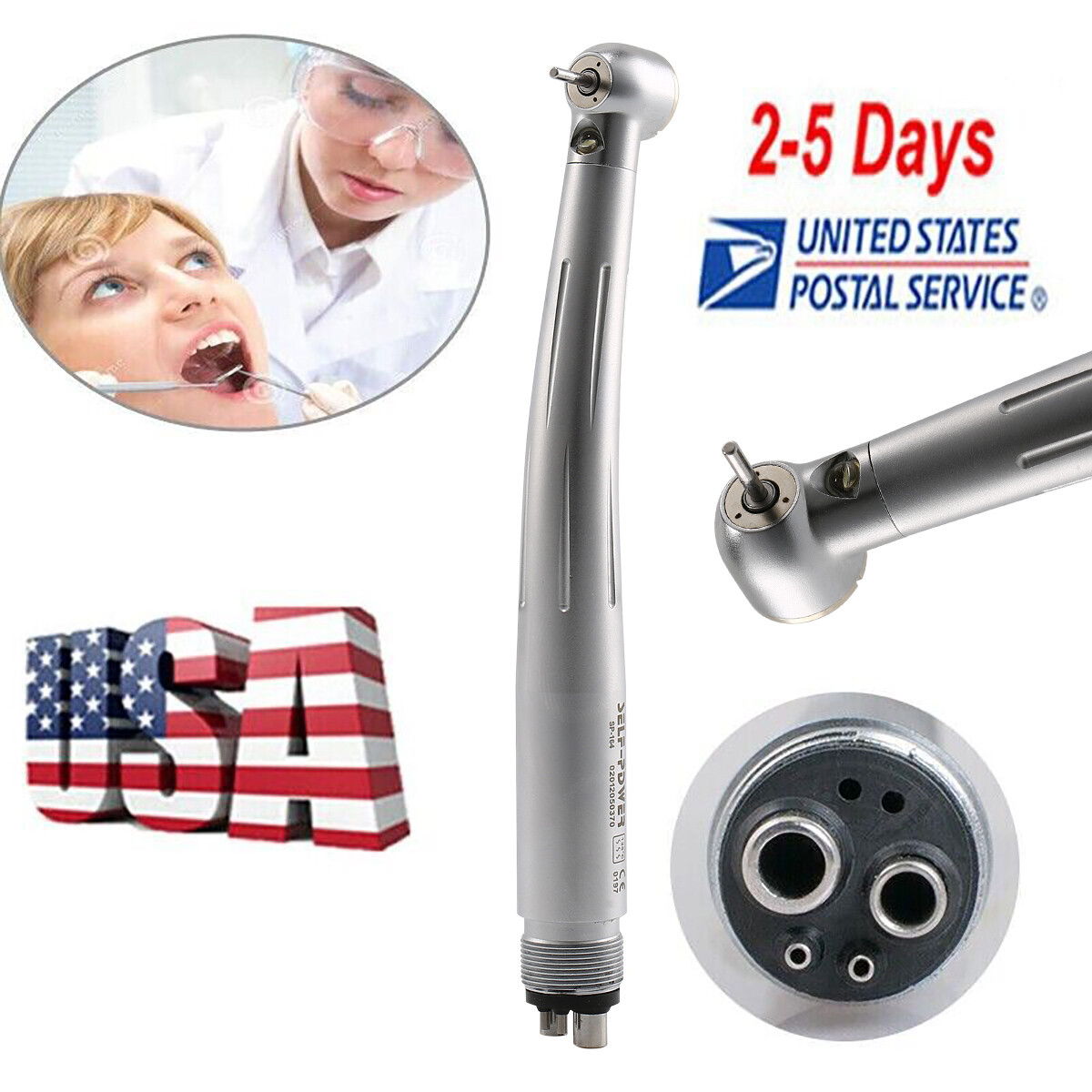 NSK Style Dental Fiber Optic High Speed Turbine Handpiece LED E-generator 4Hole