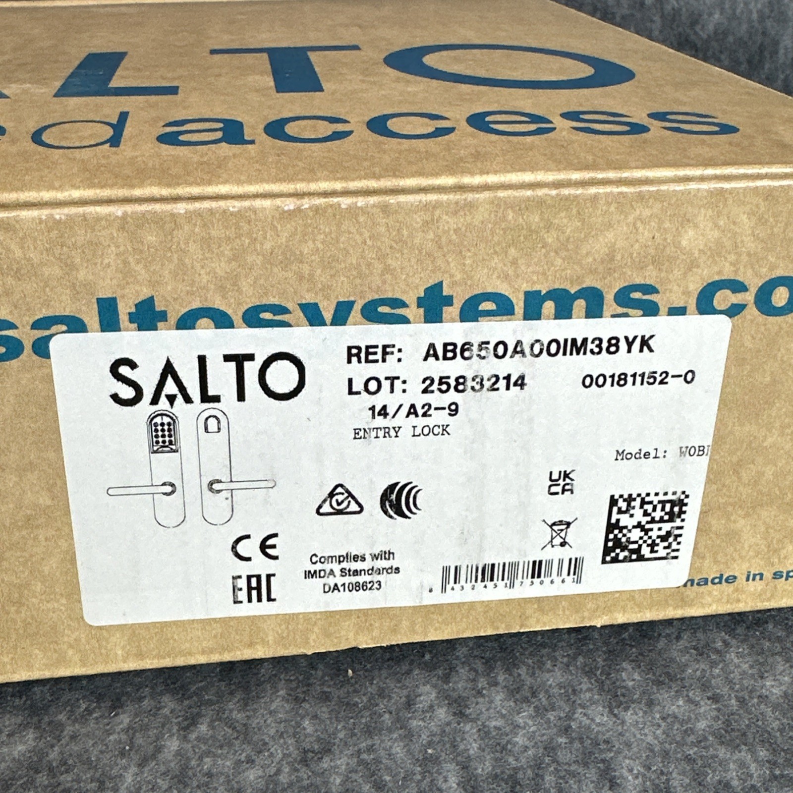 Salto XS4 KEYPAD Entry Lock 14/A2-9 W0BK AB650A00IM38YK NEW OPEN