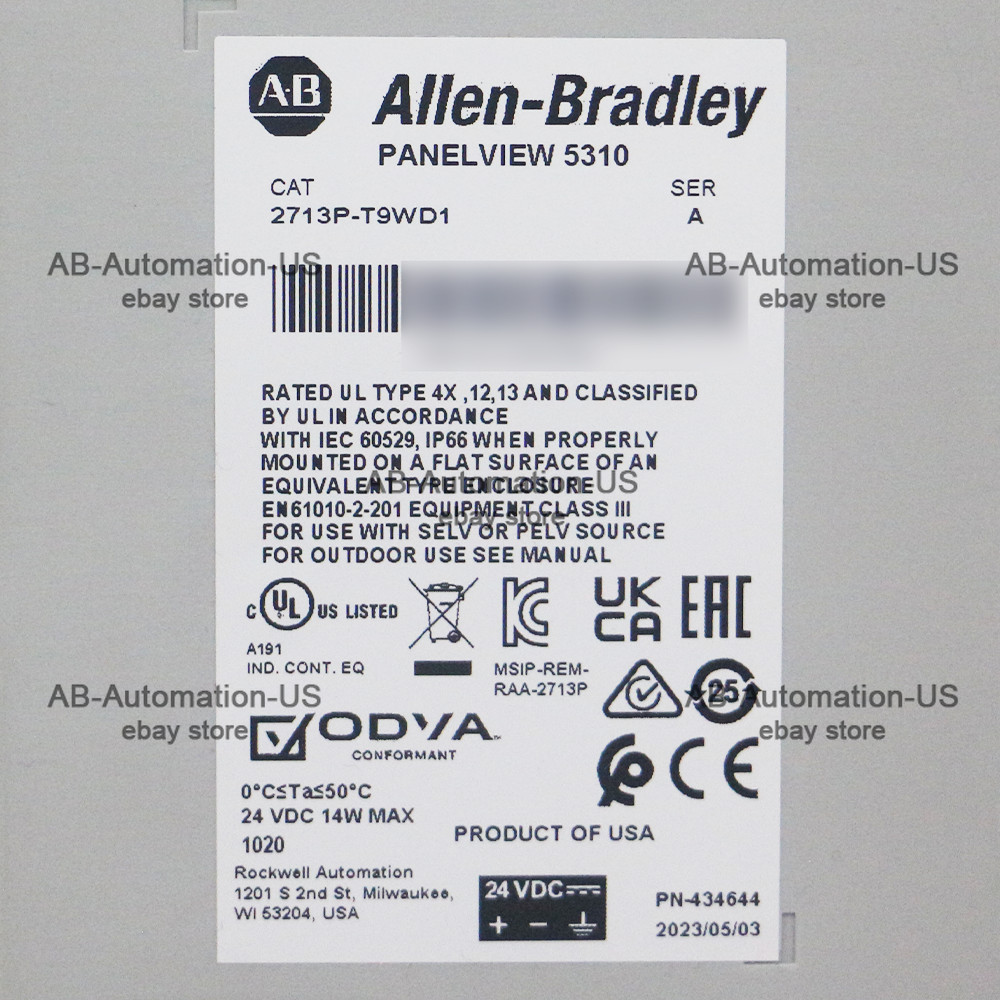 New Allen Bradley 2713P-T9WD1 PanelView 5310 24VDC Touch Wide Display