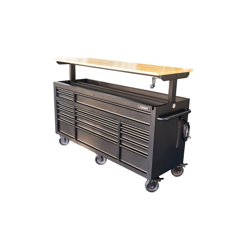 72 In. W X 24 In. D Heavy Duty 18-Drawer Mobile Workbench Cabinet with Adjustabl