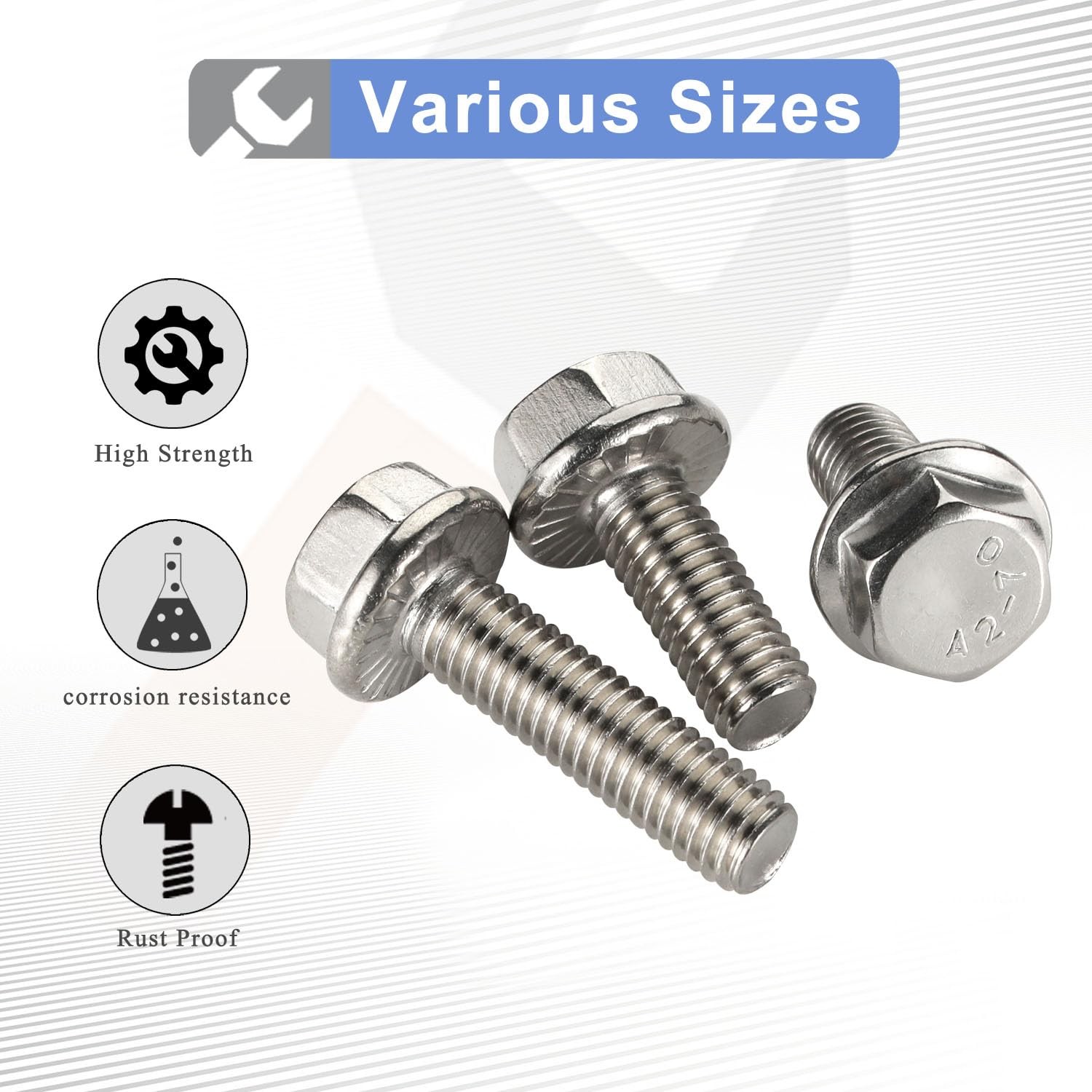 1/4-20 x 3/4″ Flanged Hex Head Bolts Flange Hexagon Screws, Stainless Steel A…