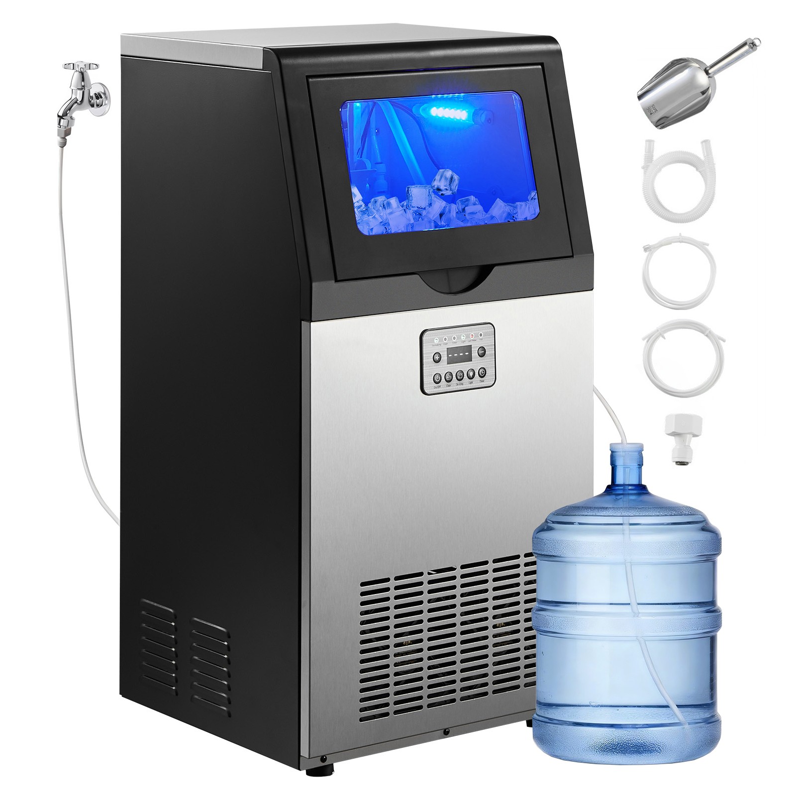 Uimoso 120lbs Commercial Ice Maker Under Counter Ice Cube Machine 30lbs Storage