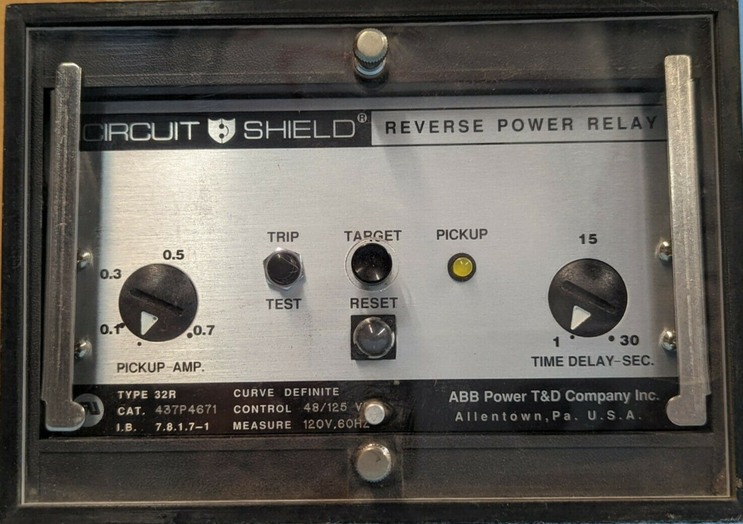 CIRCUIT & SHEILD REVERSE POWER RELAY TYPE 32R CONTROL 48/125 VDC 120V 437P4671