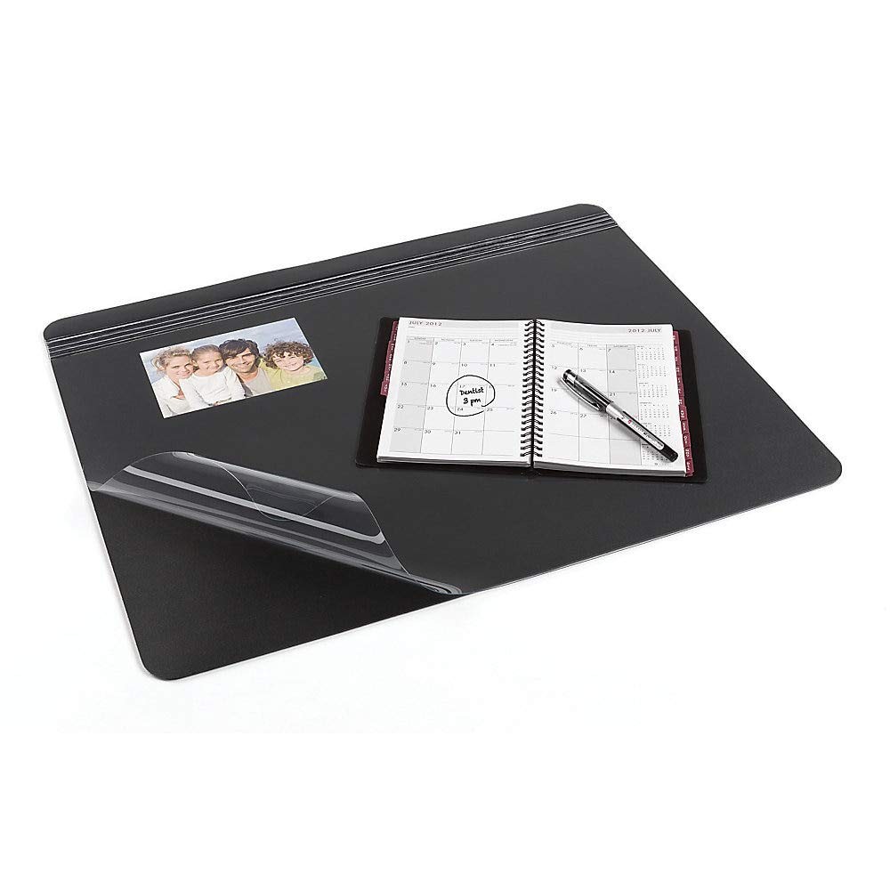 Office Depot Overlay Desk Pad, 19in. x 24in., Black/Clear, 19″ x 24″, Black