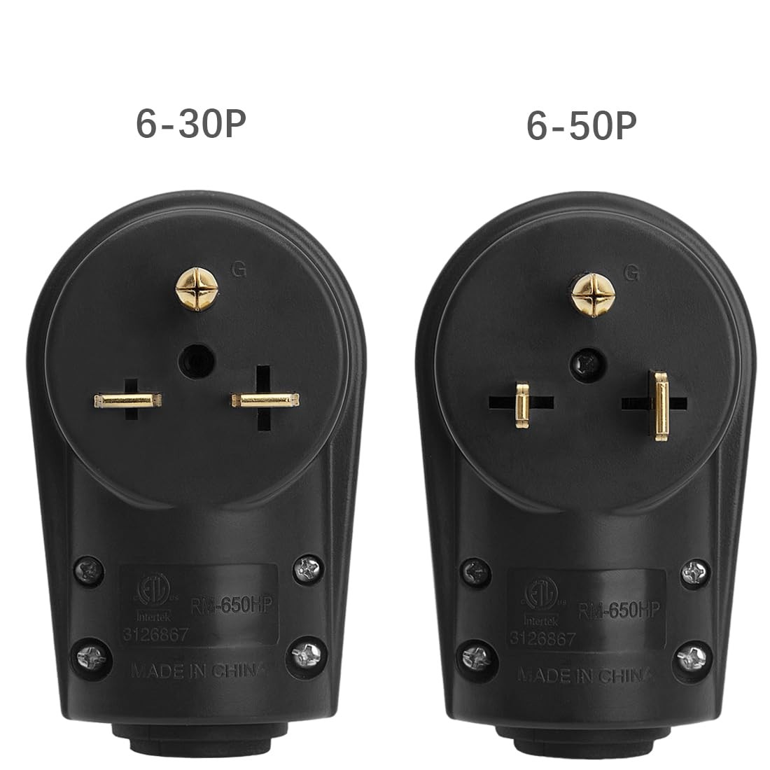 2-in-1 Nema 6-50P/6-30P Welder Plug, ETL Listed, 30A/50A 250V, Black, 3-Prong…