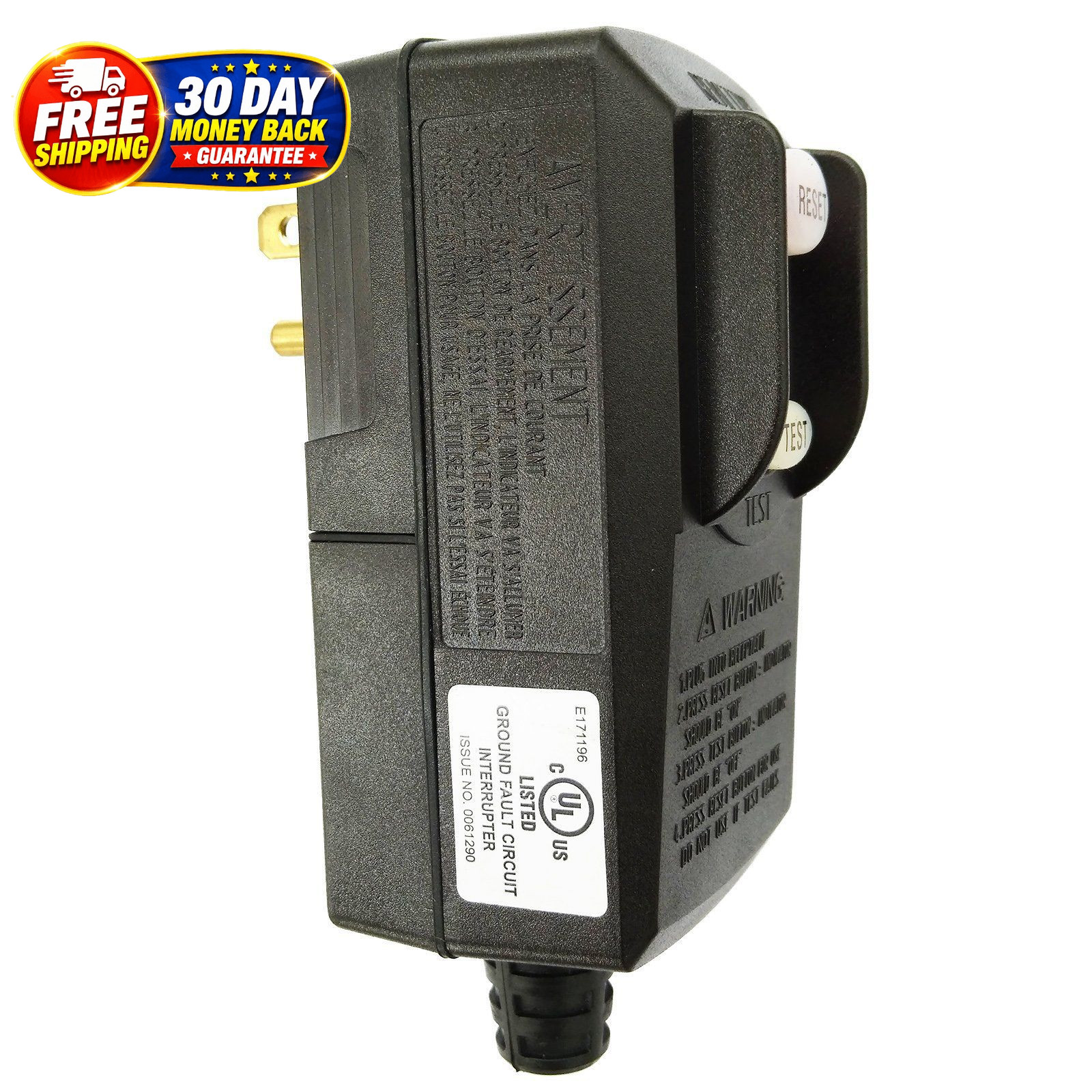 Plug Replacement 15 Amp 3 Prong Medium, Black